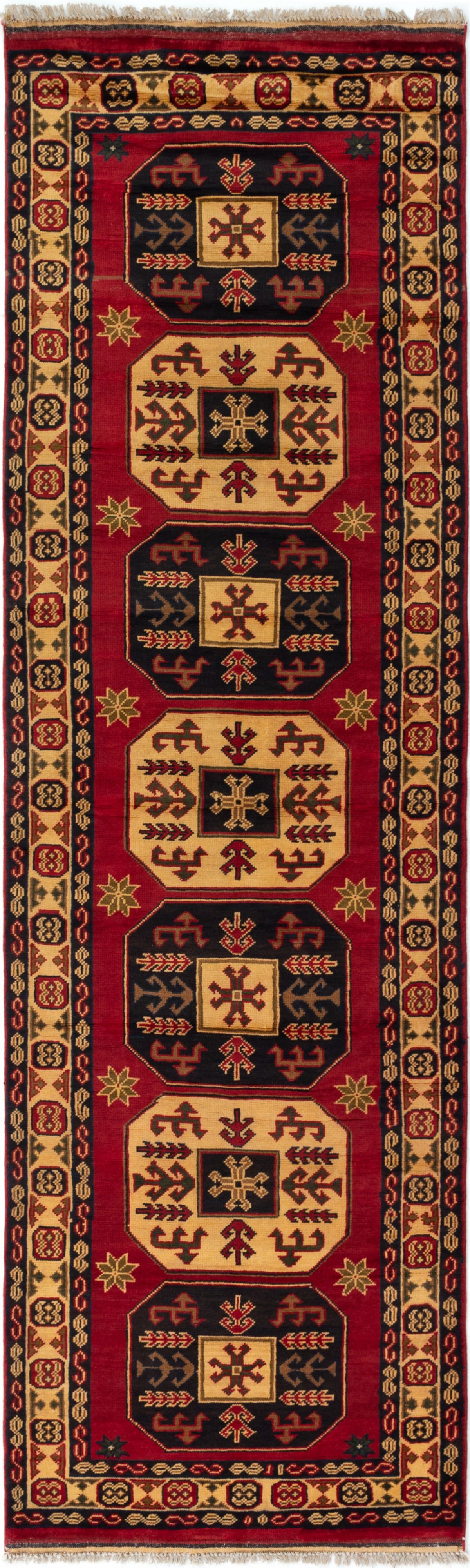 Hand-knotted Finest Kargahi Dark Red Wool Rug 3'1" x 10'4" Size: 3'1" x 10'4"  