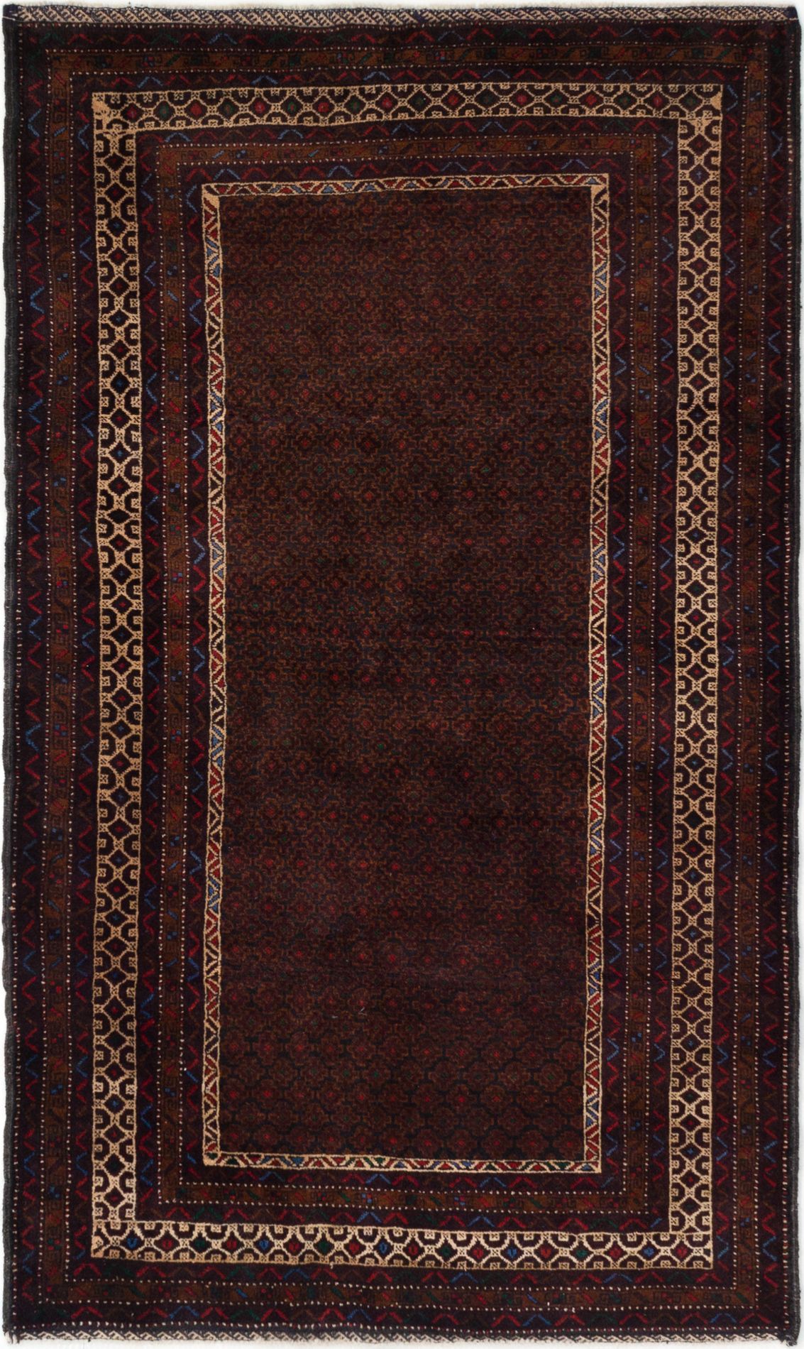 Hand-knotted Finest Rizbaft Dark Brown Wool Rug 3'9" x 6'5" Size: 3'9" x 6'5"  