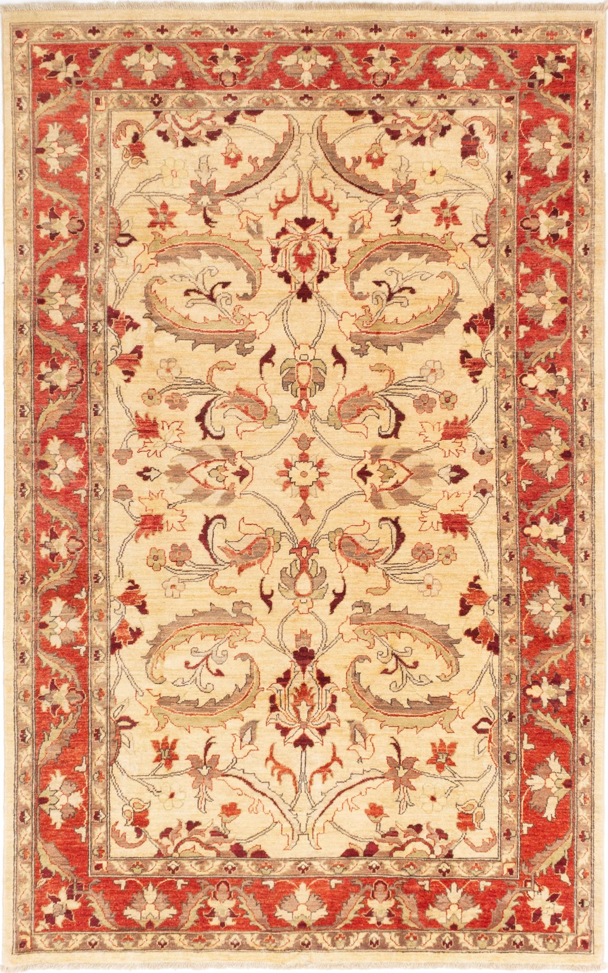 Hand-knotted Chobi Finest Ivory Wool Rug 6'5" x 10'1" Size: 6'5" x 10'1"  