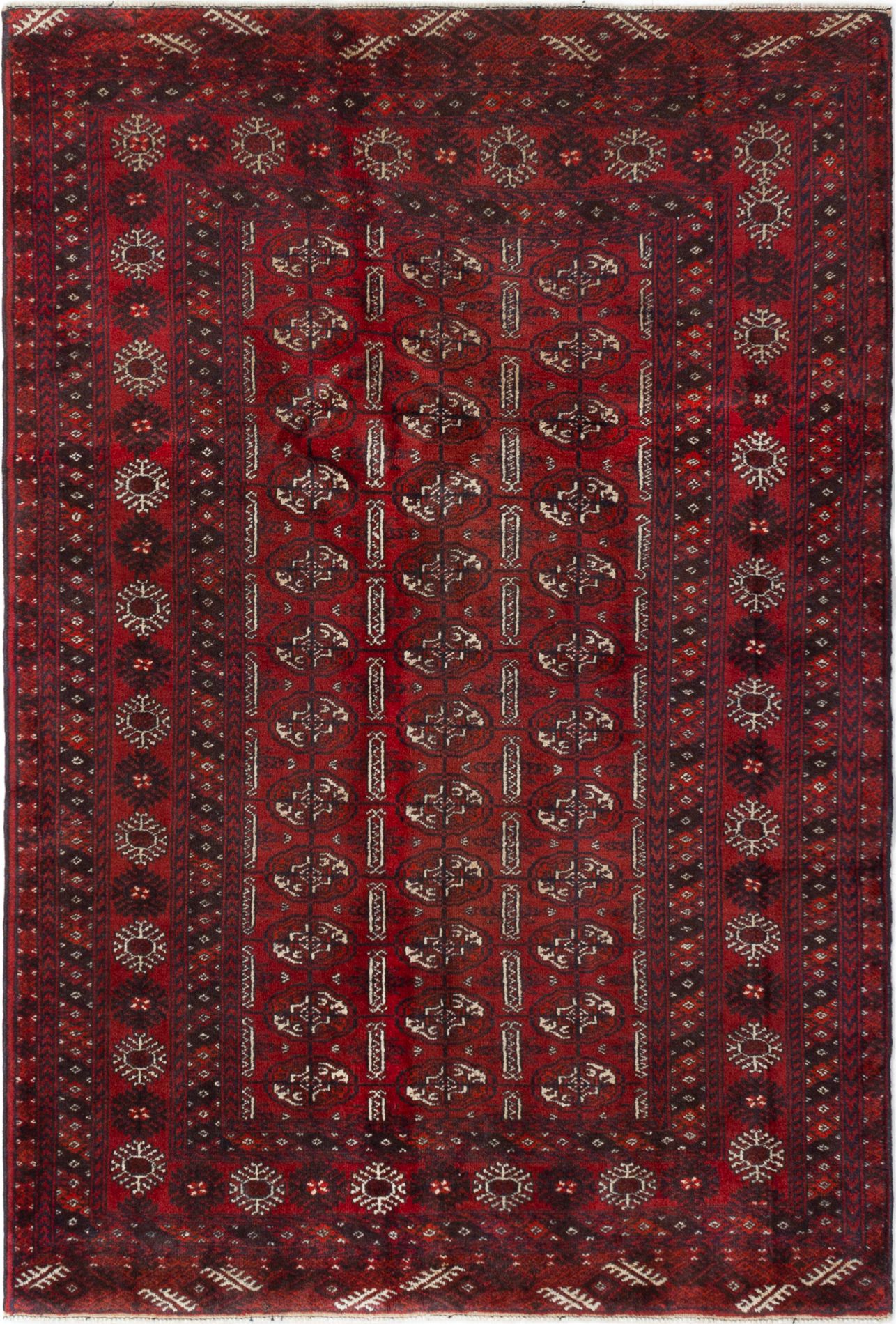 Hand-knotted Royal Baluch Red Wool Rug 4'2" x 6'3" Size: 4'2" x 6'3"  