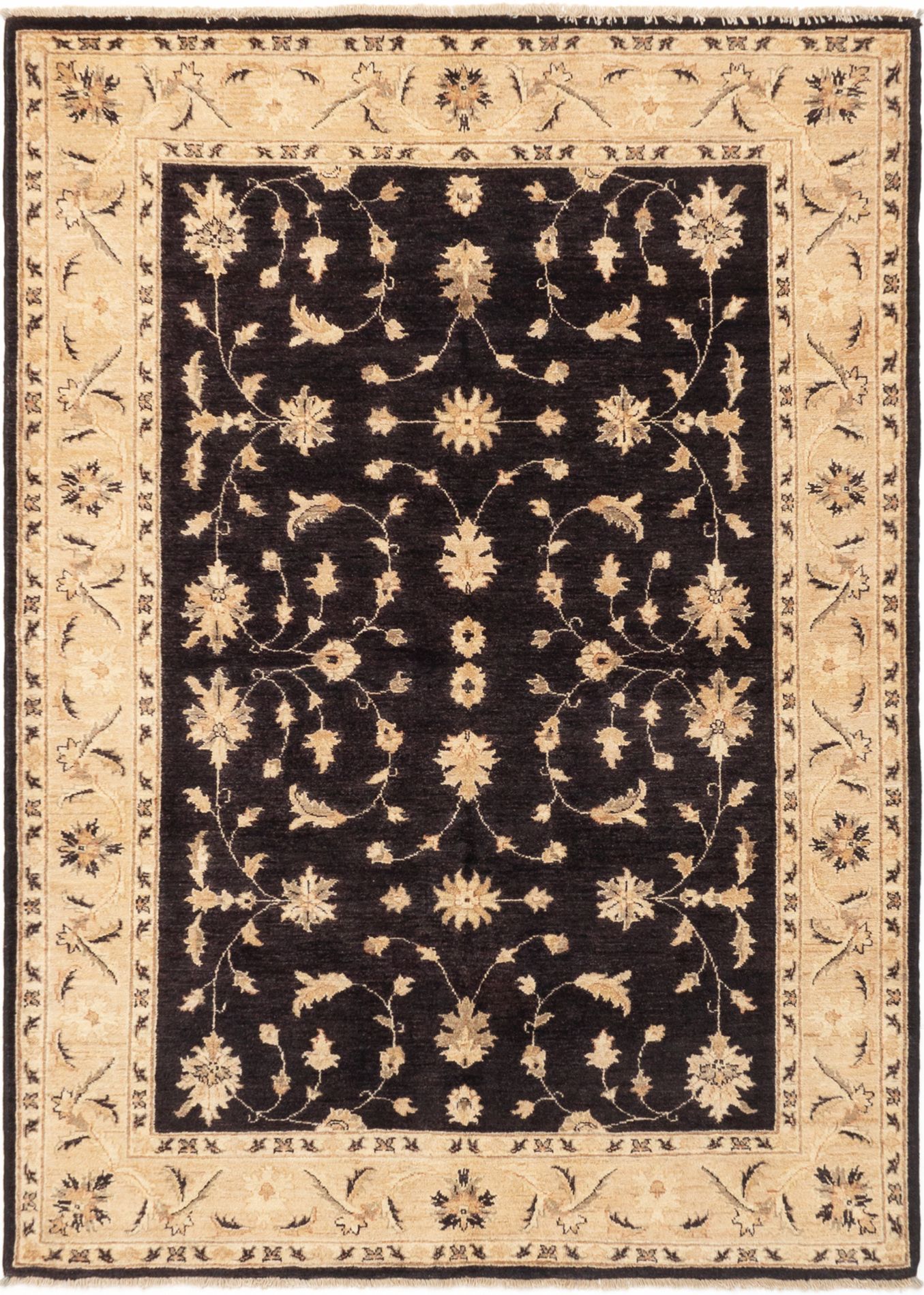 Hand-knotted Chobi Finest Black Wool Rug 5'7" x 7'9" Size: 5'7" x 7'9"  