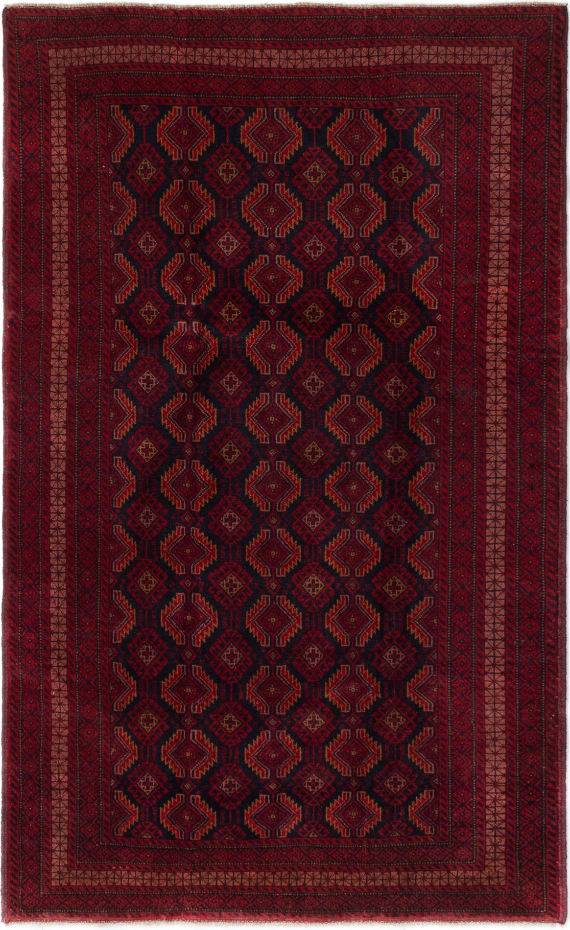 Hand-knotted Teimani Red Wool Rug 3'11" x 6'4" Size: 3'11" x 6'4"  