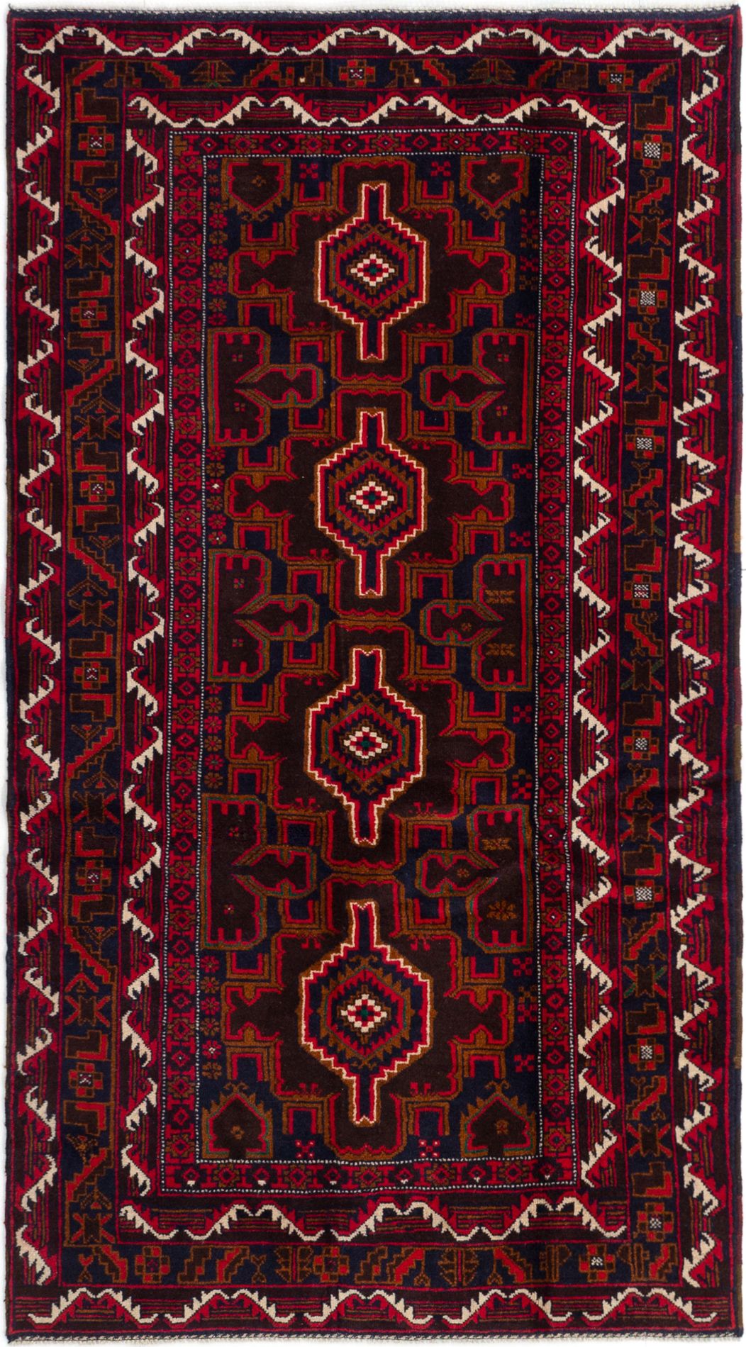 Hand-knotted Royal Baluch Red Wool Rug 3'7" x 6'6"  Size: 3'7" x 6'6"  