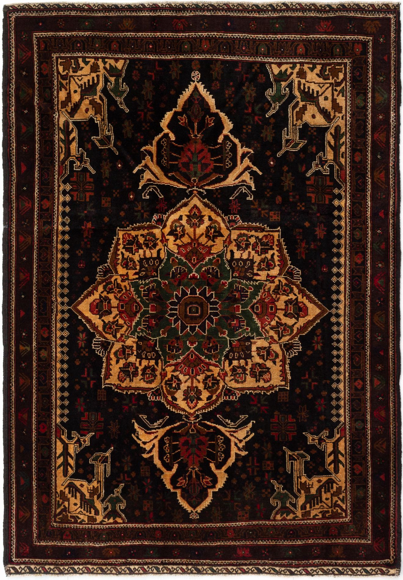 Hand-knotted Royal Baluch Dark Navy,  Wool Rug 4'5" x 6'5" Size: 4'5" x 6'5"  