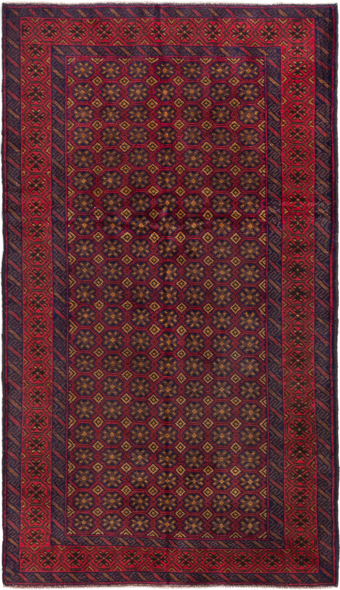 Hand-knotted Teimani Red Wool Rug 3'7" x 6'2" Size: 3'7" x 6'2"  