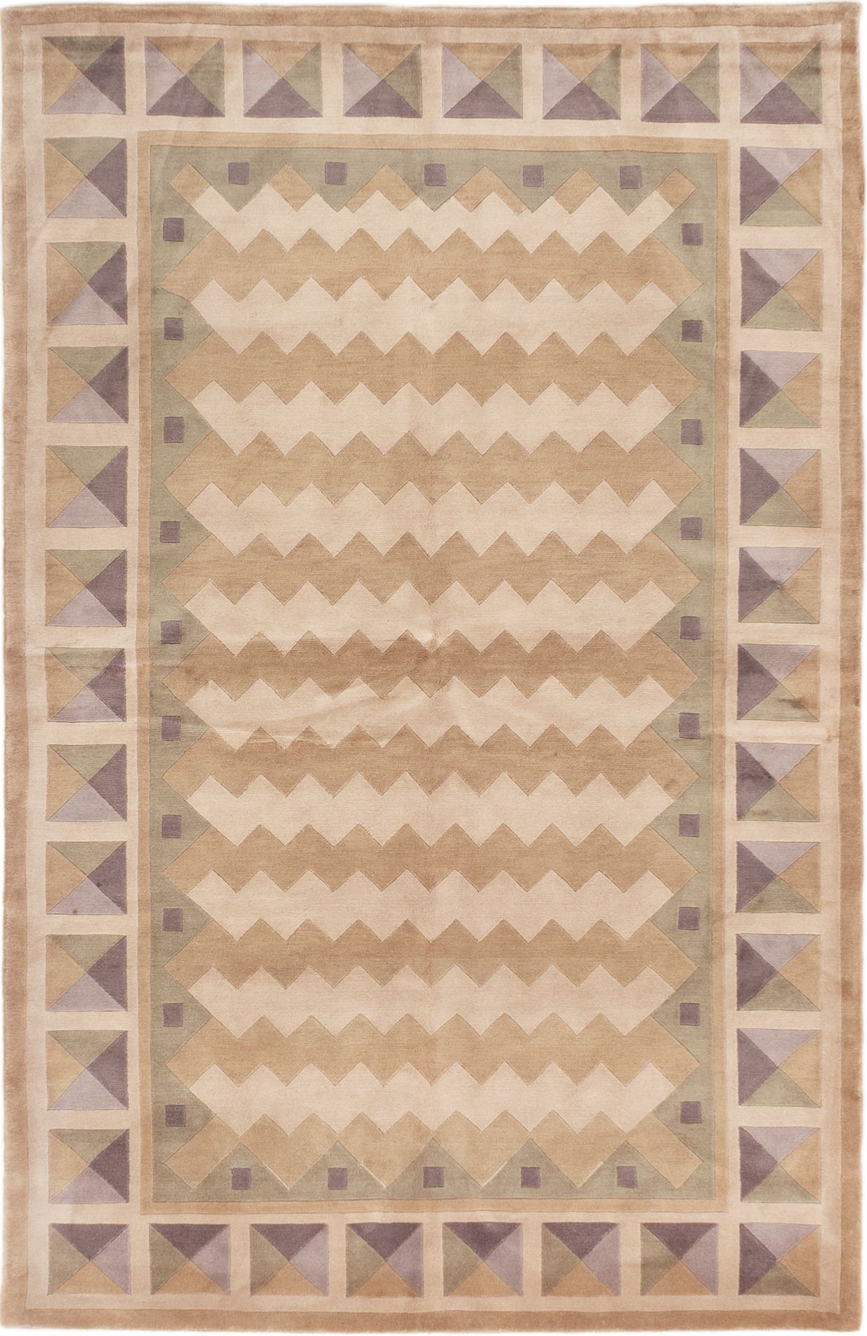 Hand-knotted Aurora Ivory Wool Rug 5'7" x 8'9" Size: 5'7" x 8'9"  