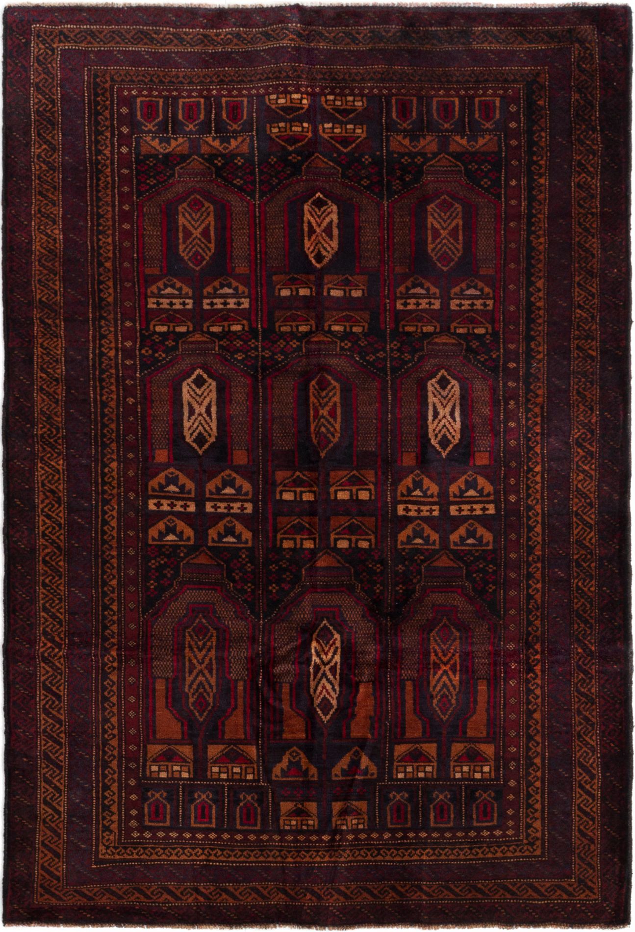 Hand-knotted Royal Baluch Dark Red Wool Rug 3'11" x 5'11" Size: 3'11" x 5'11"  