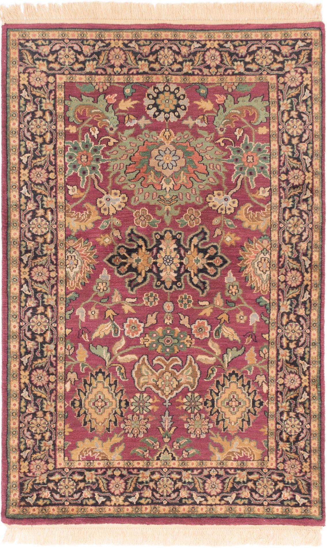 Hand-knotted Sultanabad Burgundy Wool Rug 4'1" x 6'1" Size: 4'1" x 6'1"  