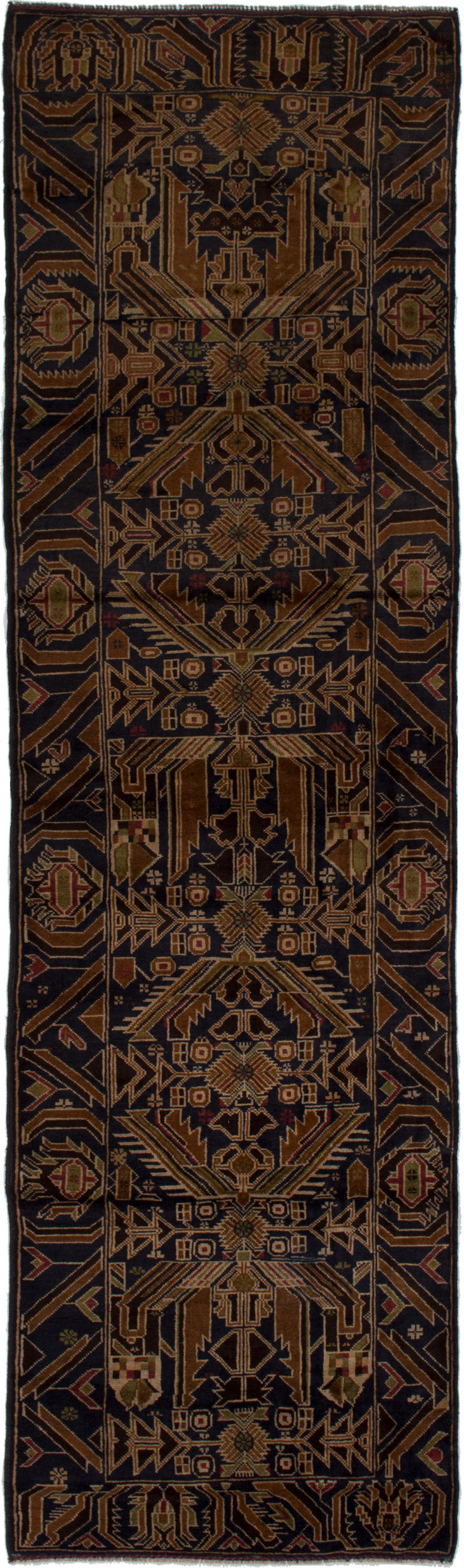 Hand-knotted Royal Baluch Dark Navy Wool Rug 2'10" x 9'11"  Size: 2'10" x 9'11"  