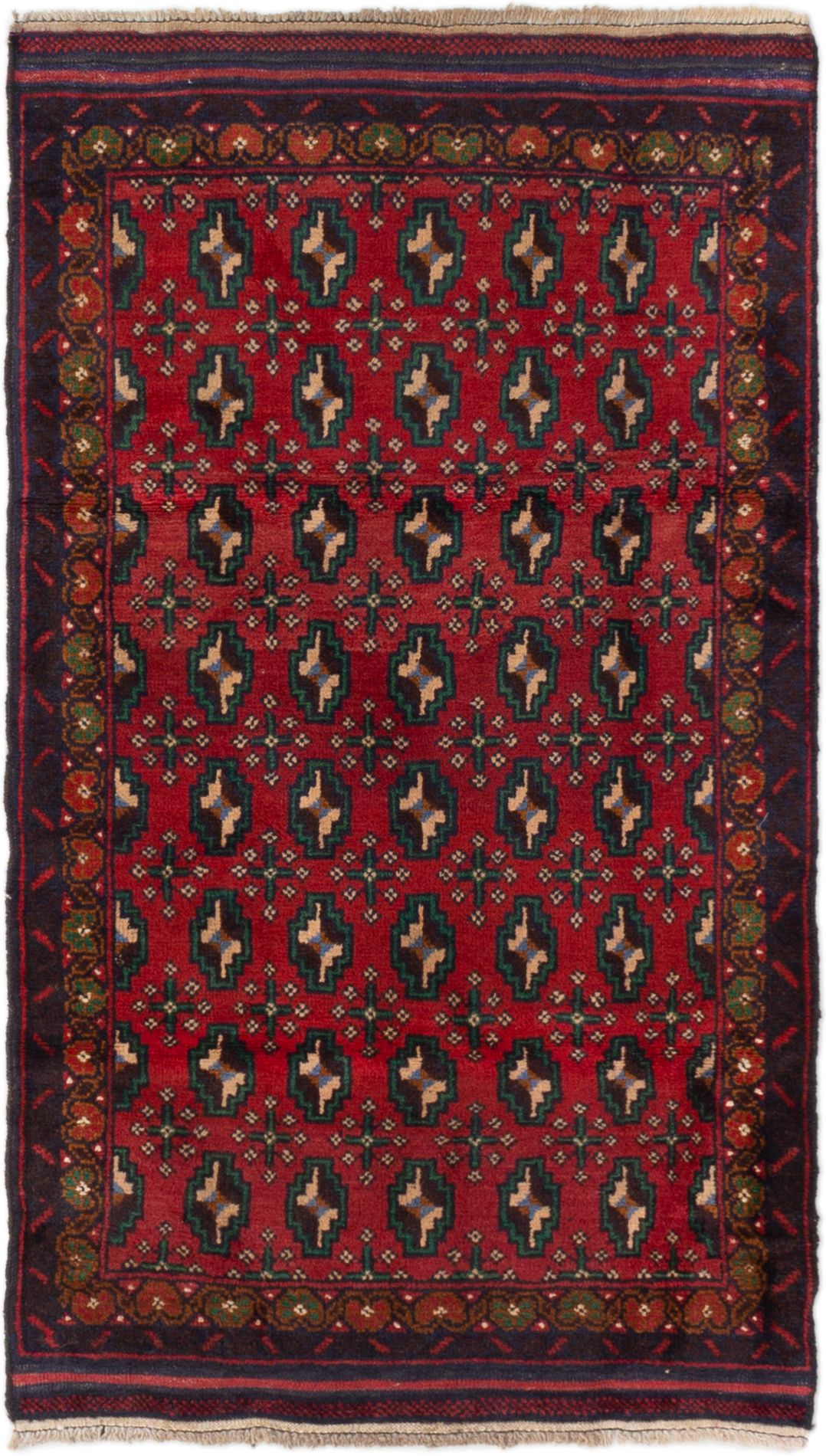 Hand-knotted Teimani Red Wool Rug 2'8" x 4'9" Size: 2'8" x 4'9"  