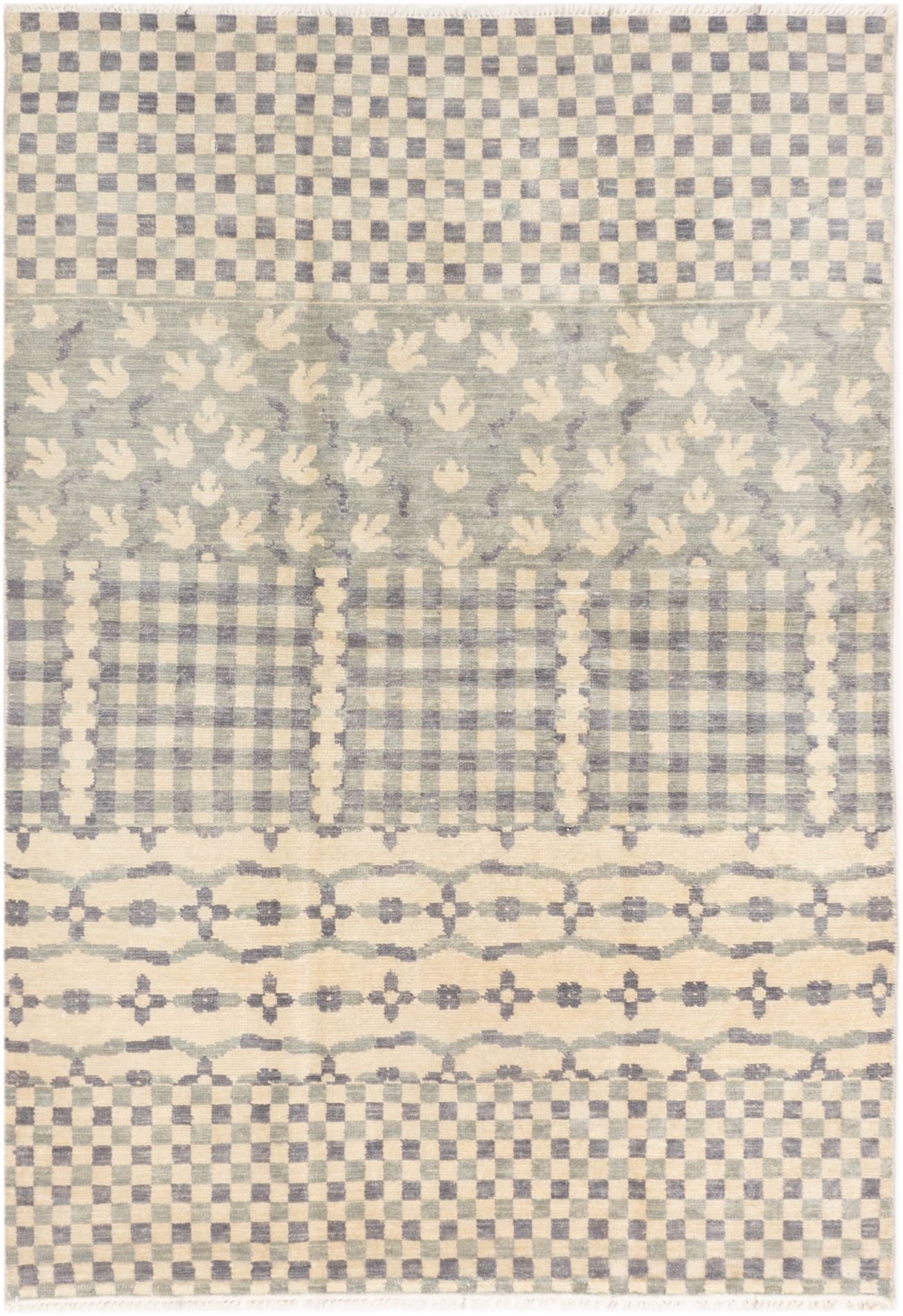 Hand-knotted Finest Ushak Grey Wool Rug 6'0" x 8'3" Size: 6'0" x 8'3"  