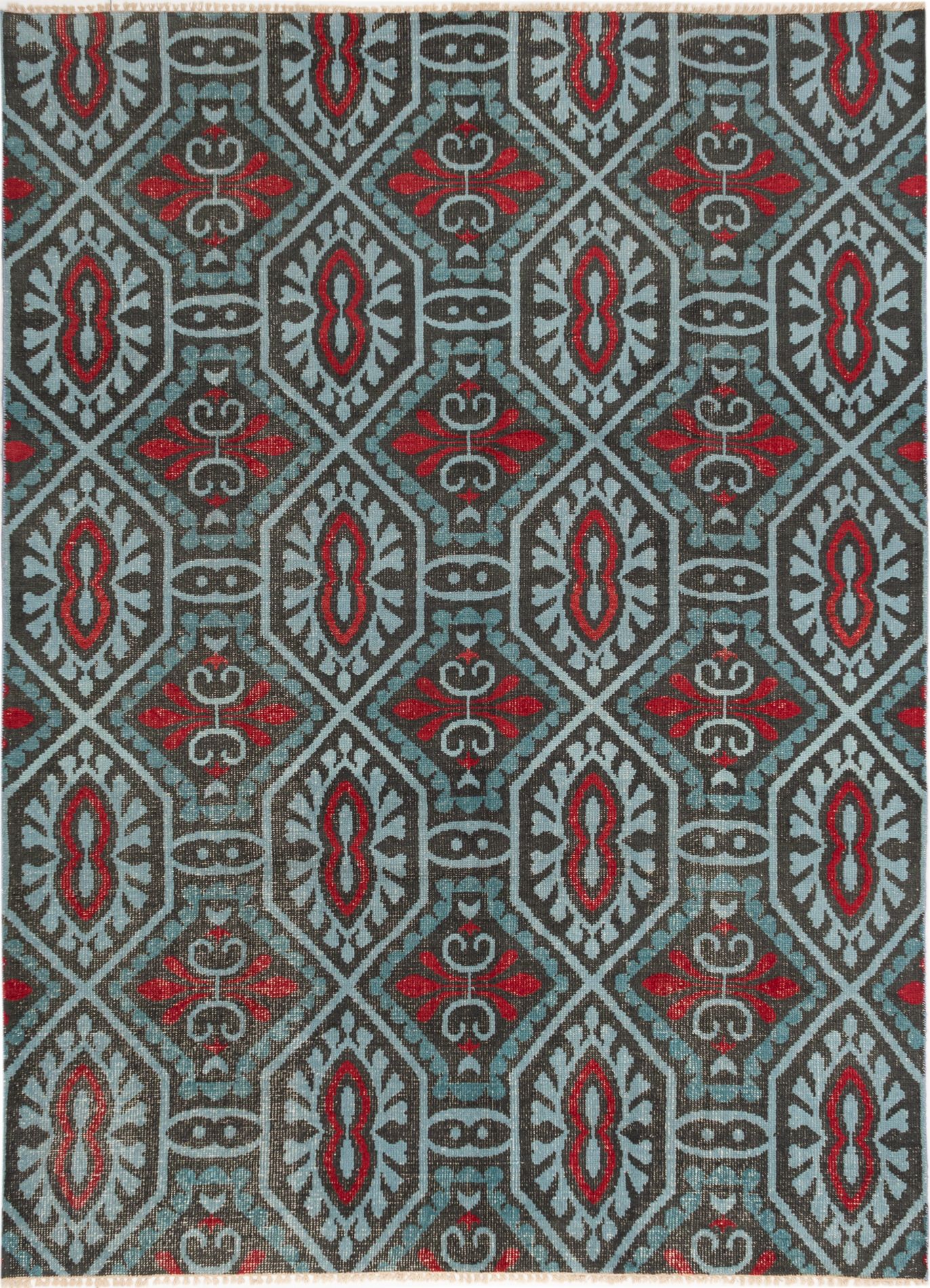 Hand-knotted Eternity Turquoise Wool Rug 8'7" x 11'9" Size: 8'7" x 11'9"  