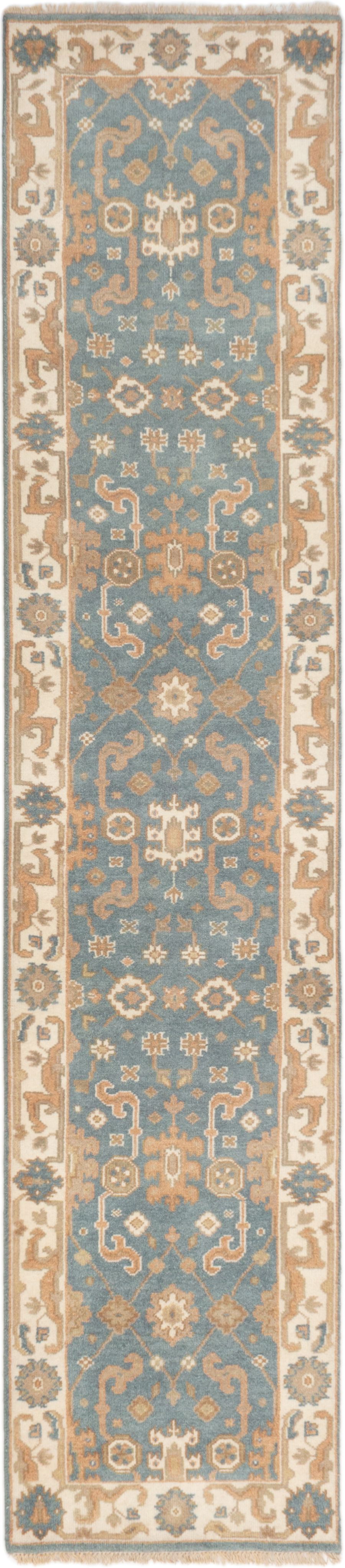 Hand-knotted Royal Ushak Turquoise Wool Rug 2'7" x 11'11" Size: 2'7" x 11'11"  
