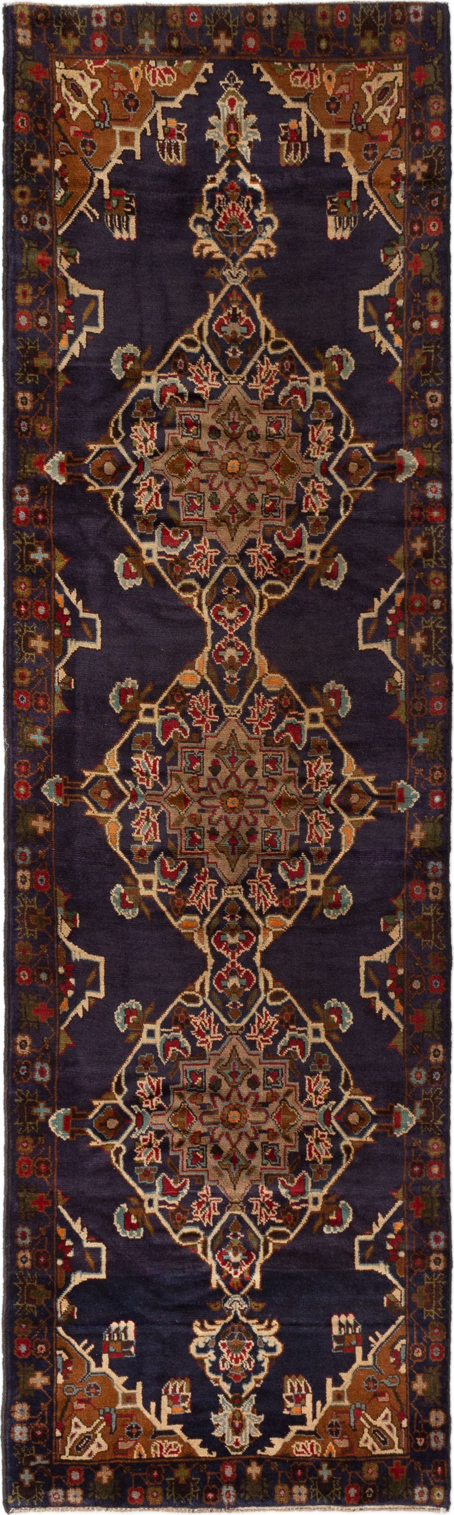 Hand-knotted Royal Baluch Dark Navy Wool Rug 2'11" x 9'9"  Size: 2'11" x 9'9"  