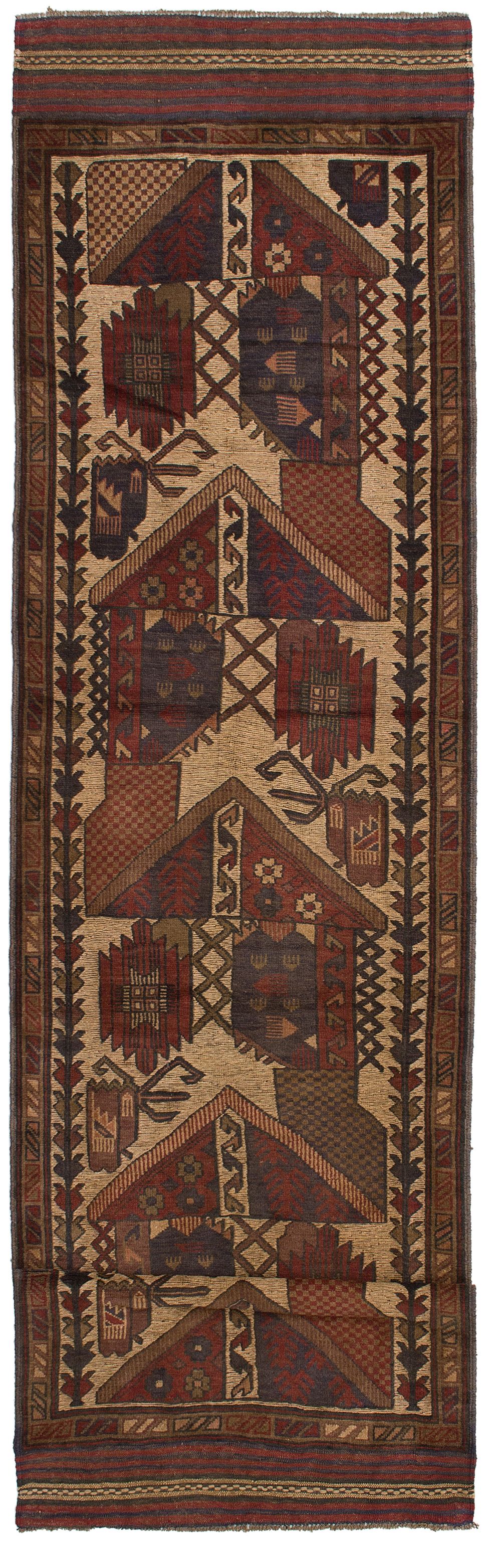 Hand-knotted Tajik Caucasian Beige, Red Wool Rug 2'10" x 12'2" Size: 2'10" x 12'2"  