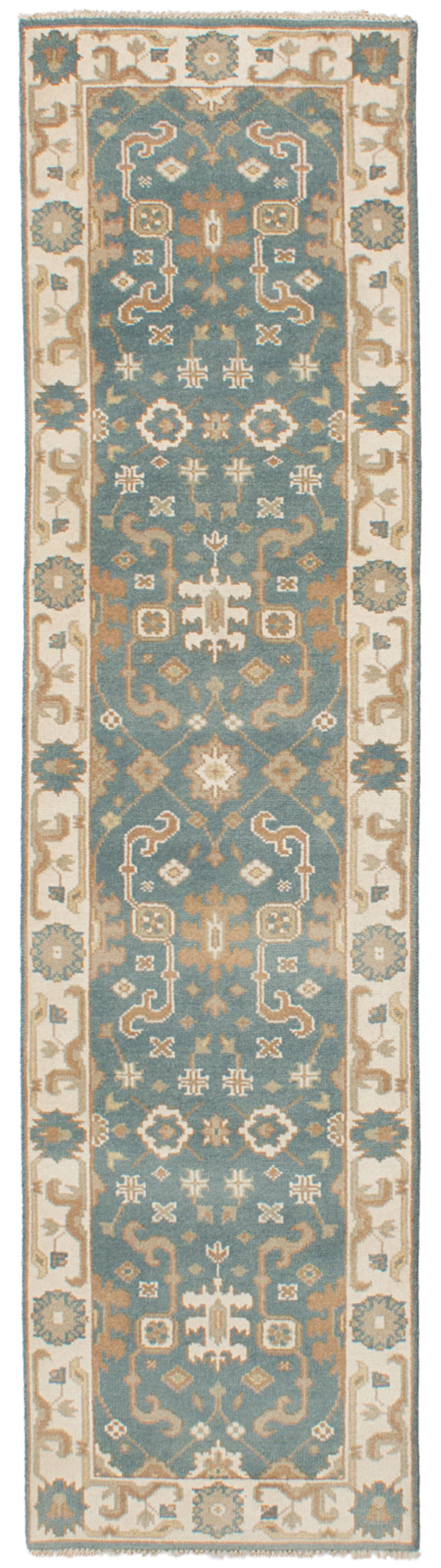 Hand-knotted Royal Ushak Turquoise Wool Rug 2'6" x 10'0" Size: 2'6" x 10'0"  