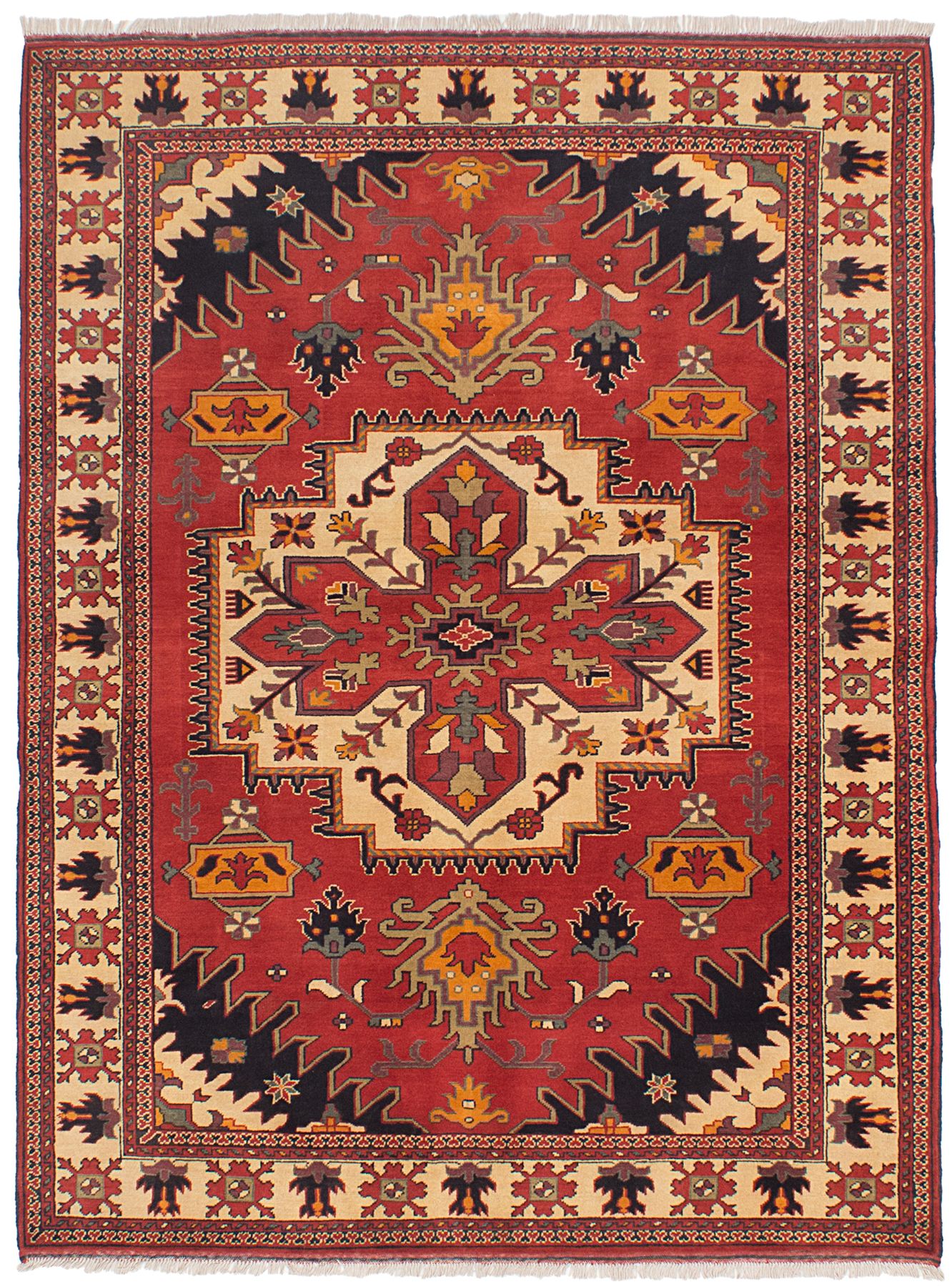 Hand-knotted Finest Kargahi Dark Copper Wool Rug 5'8" x 7'8" Size: 5'8" x 7'8"  