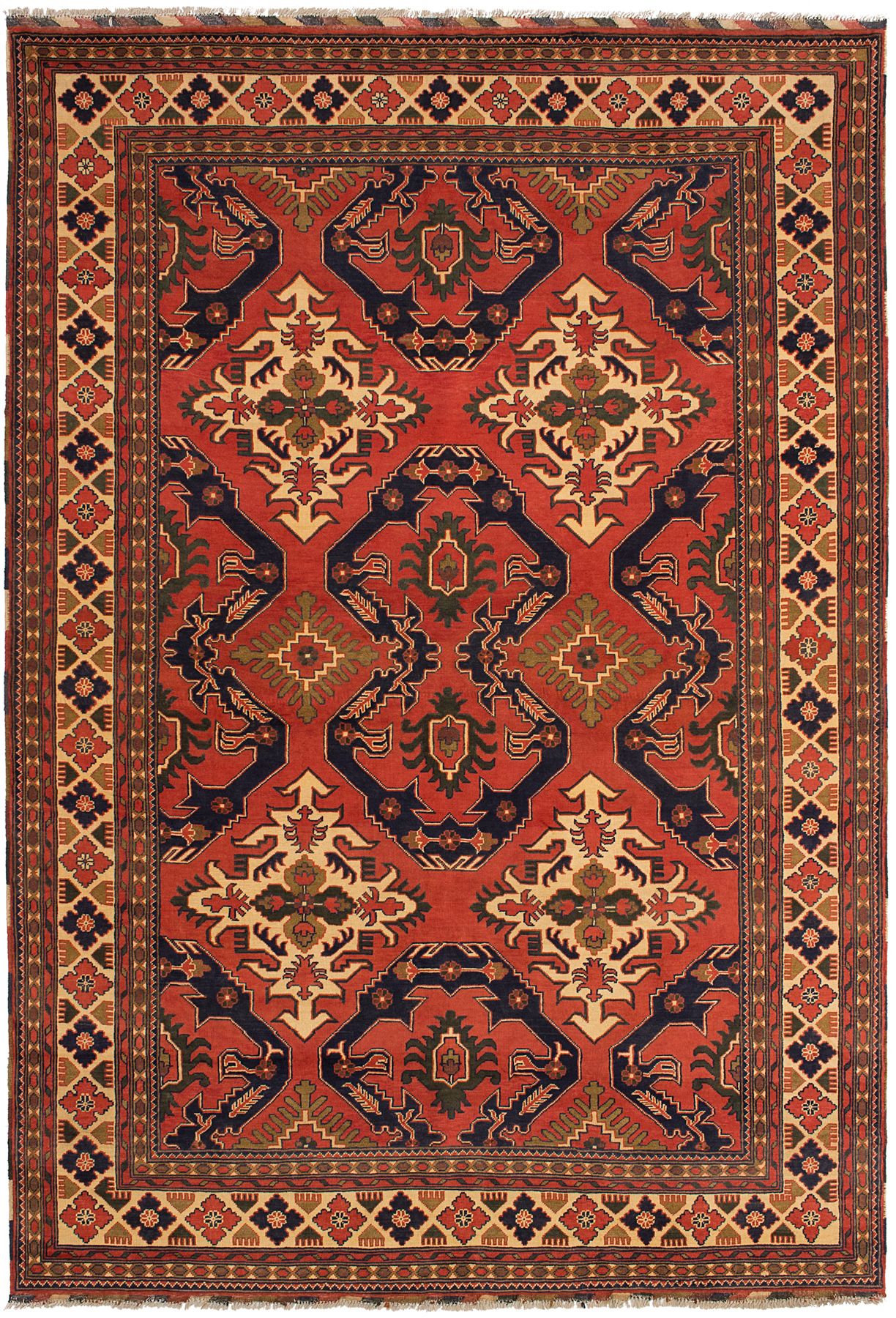 Hand-knotted Finest Kargahi Red Wool Rug 6'8" x 9'10"  Size: 6'8" x 9'10"  