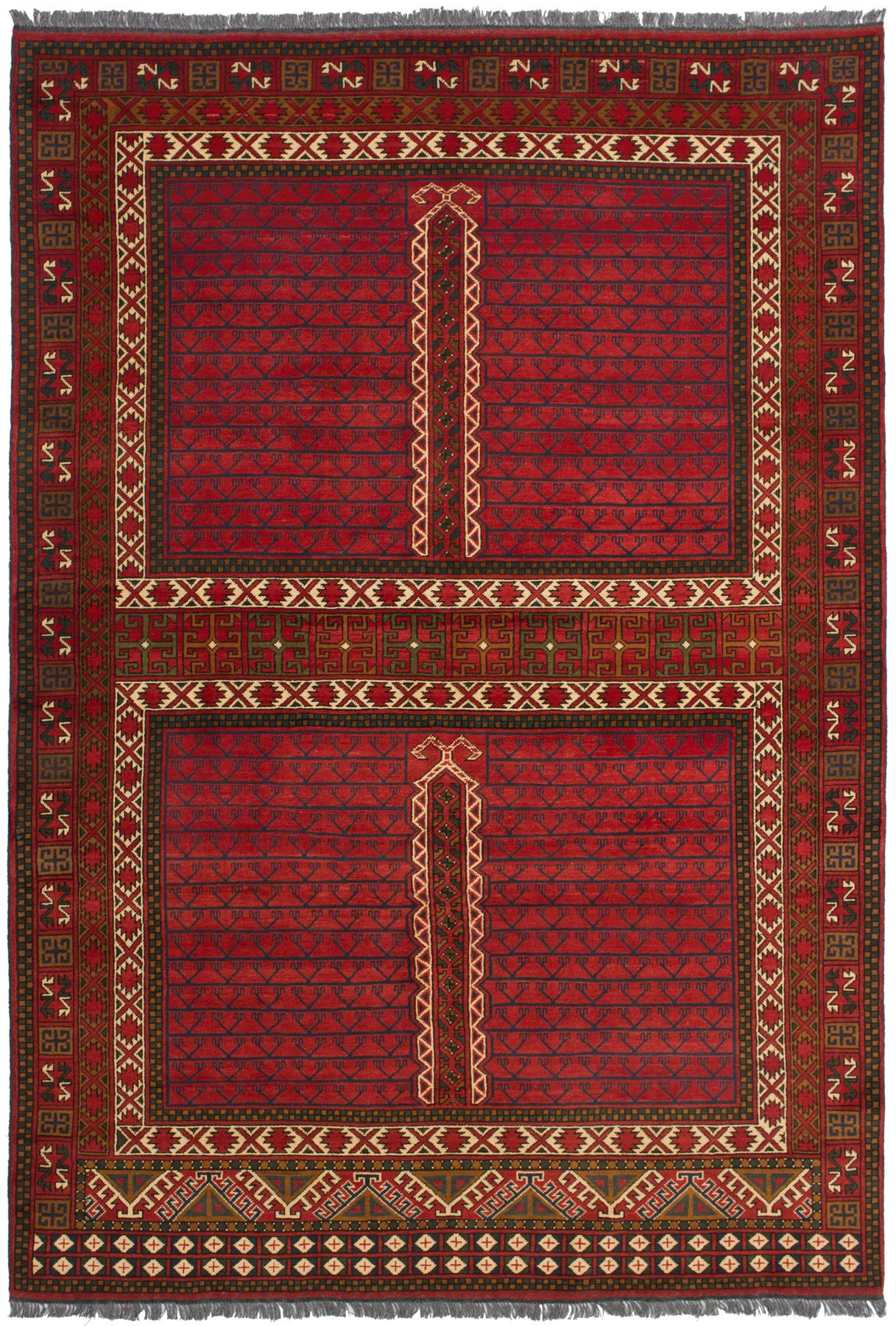 Hand-knotted Finest Kargahi Red Wool Rug 6'8" x 9'9" Size: 6'8" x 9'9"  