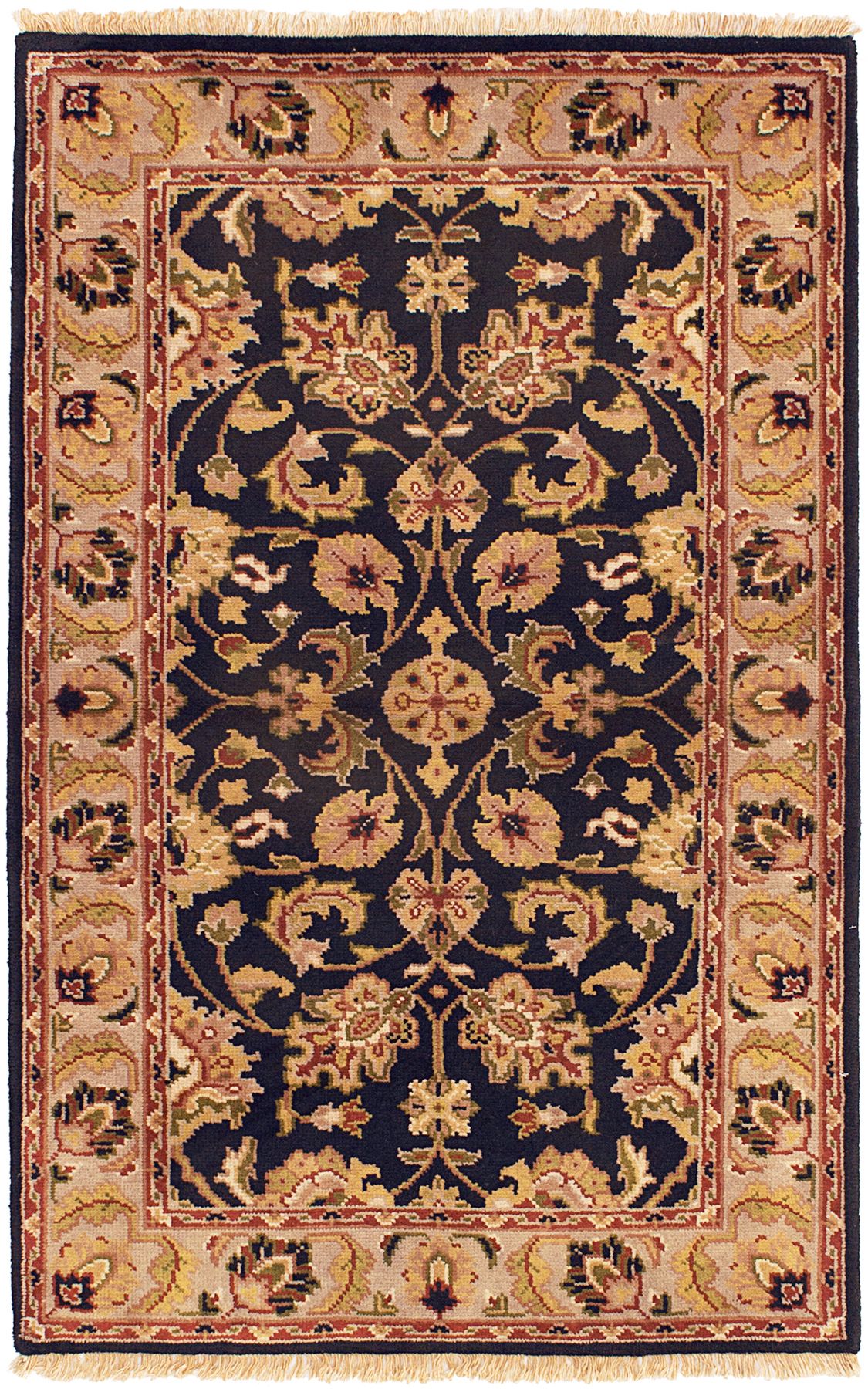 Hand-knotted Finest Agra Jaipur Black Wool Rug 4'0" x 6'0" Size: 4'0" x 6'0"  