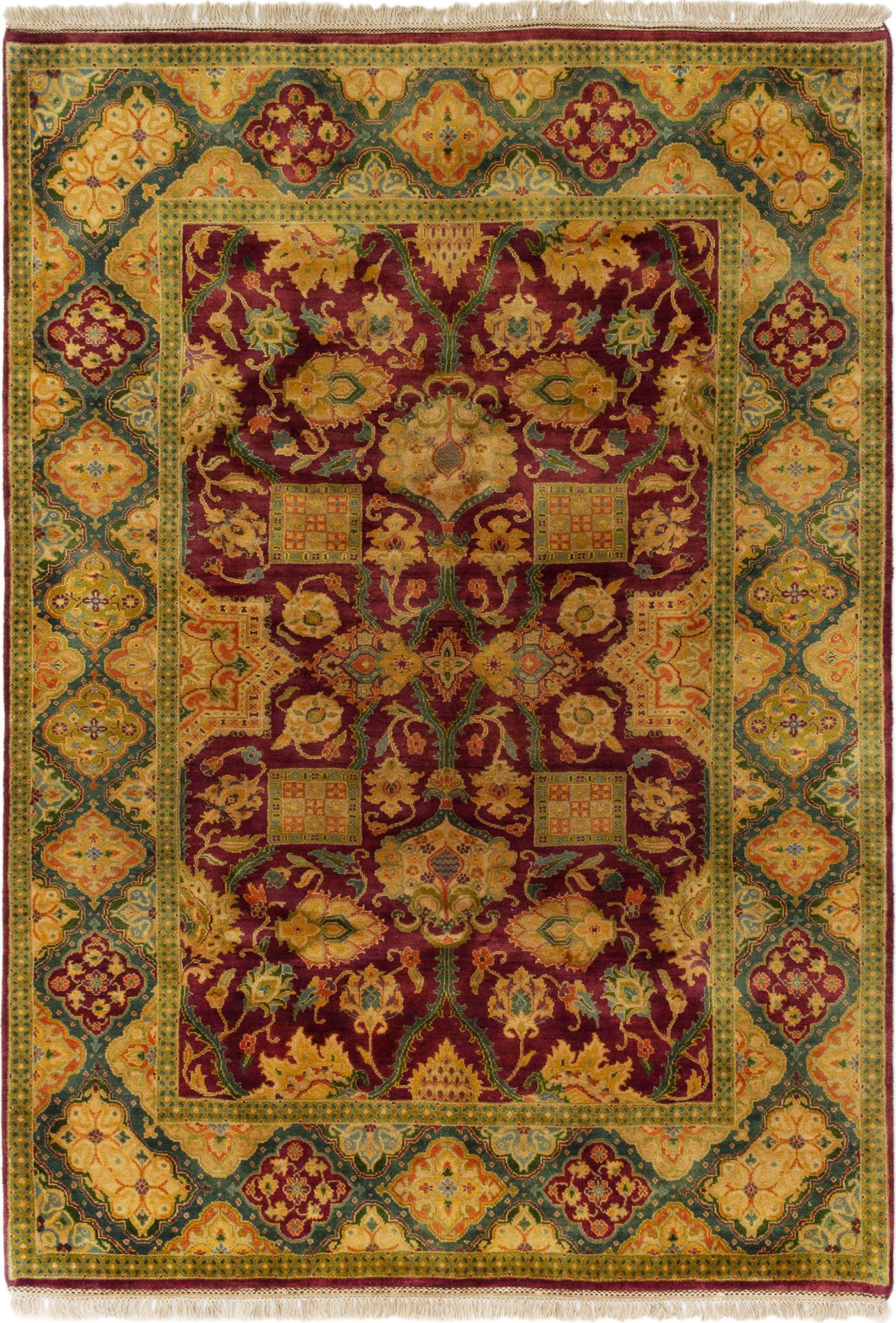 Hand-knotted Jamshidpour Dark Red Wool Rug 5'10" x 8'3" Size: 5'10" x 8'3"  