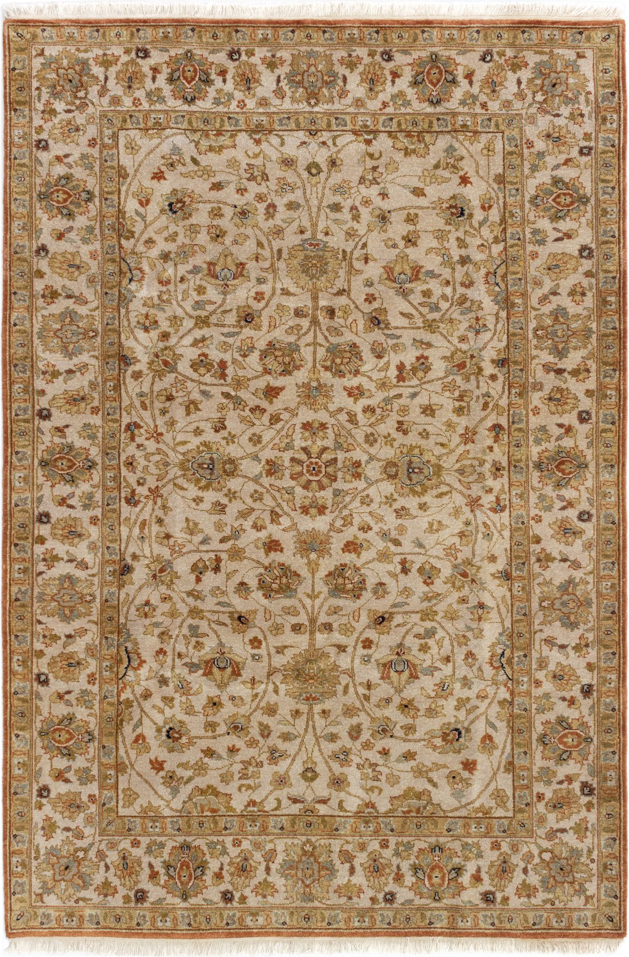 Hand-knotted Jamshidpour Cream Wool Rug 5'7" x 8'3" Size: 5'7" x 8'3"  