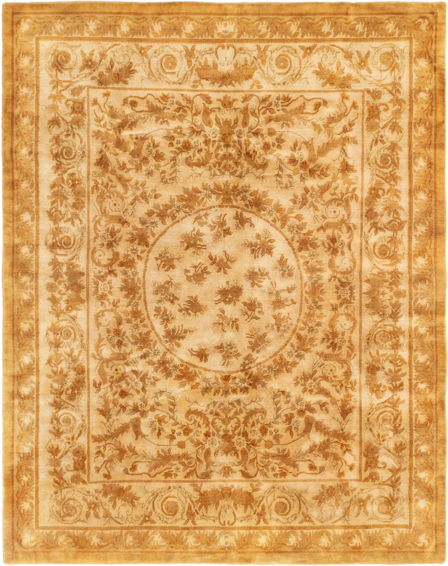 Hand-knotted Karma Beige, Brown Wool Rug 7'8" x 9'8" Size: 7'8" x 9'8"  