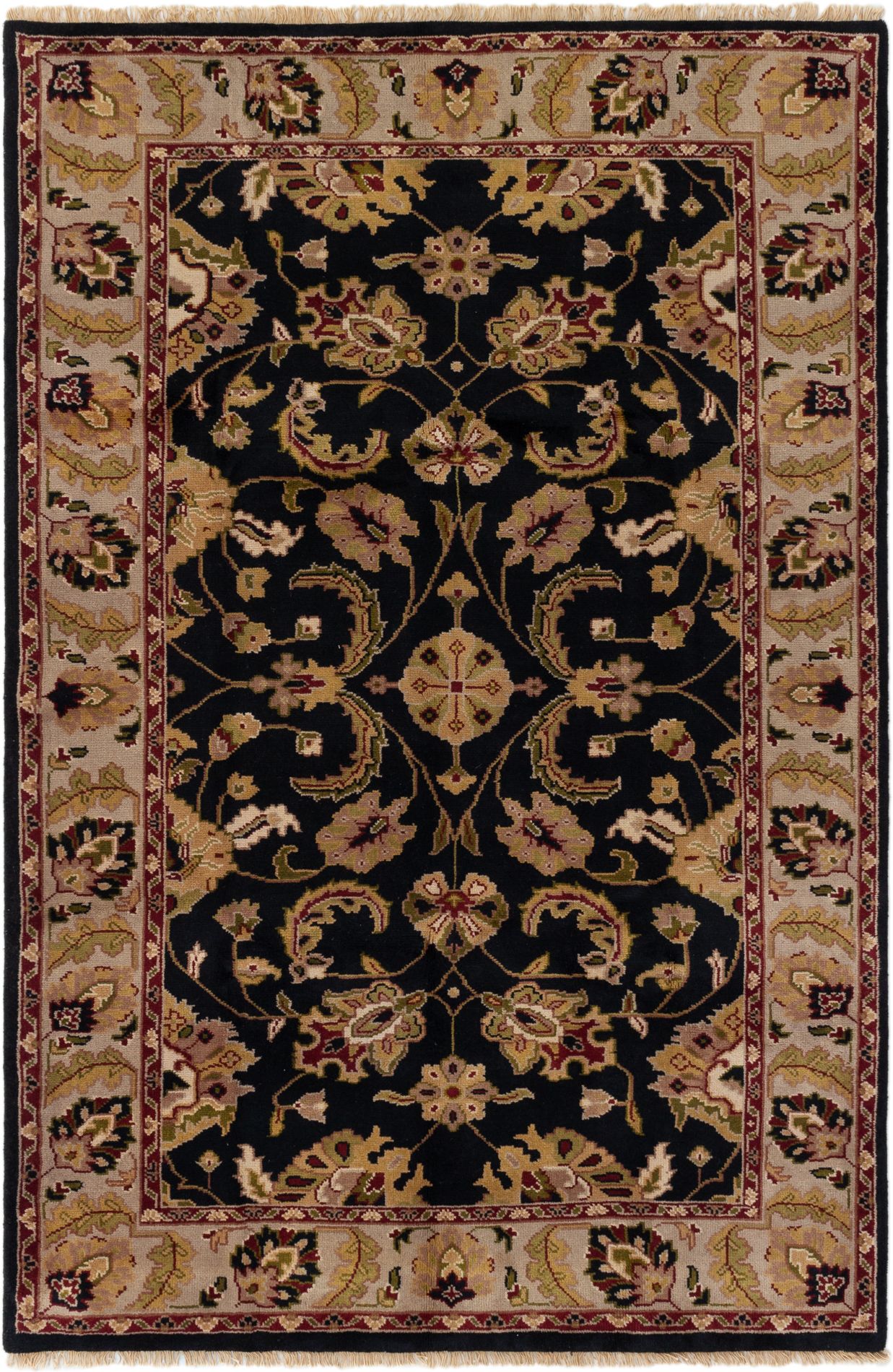 Hand-knotted Royal Mahal Black Wool Rug 5'9" x 8'7" Size: 5'9" x 8'7"  