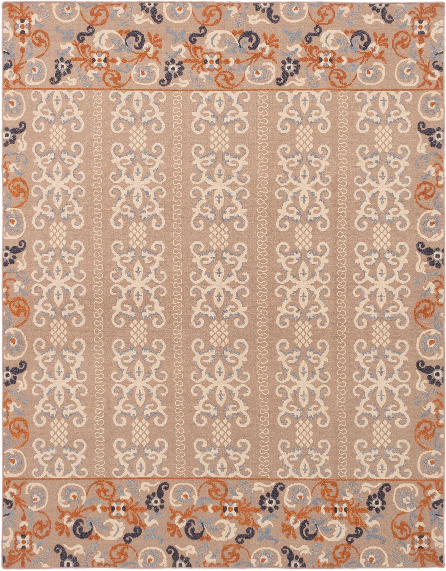 Hand woven Tamar I Tan Wool Tapestry Kilim 7'9" x 9'9" Size: 7'9" x 9'9"  