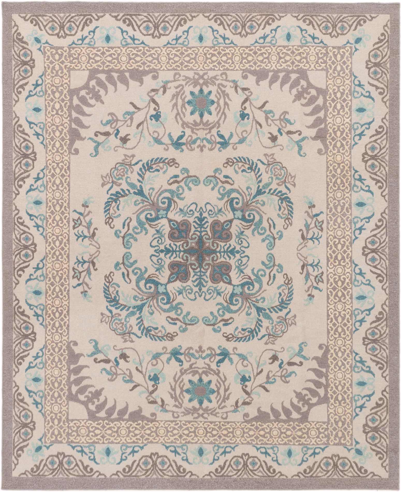 Hand woven Tamar IV Grey Wool Tapestry Kilim 7'9" x 9'9" Size: 7'9" x 9'9"  