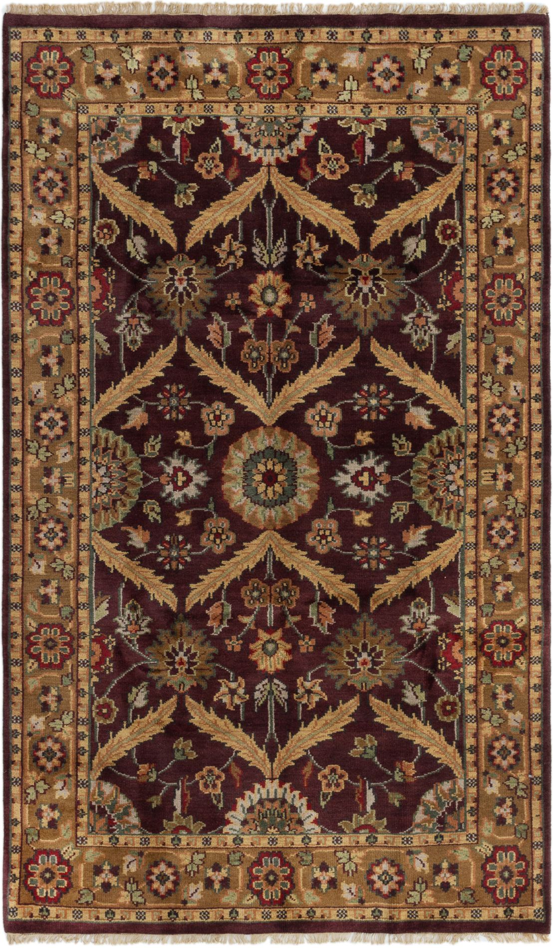 Hand-knotted Royal Mahal Burgundy Wool Rug 5'1" x 8'8" Size: 5'1" x 8'8"  