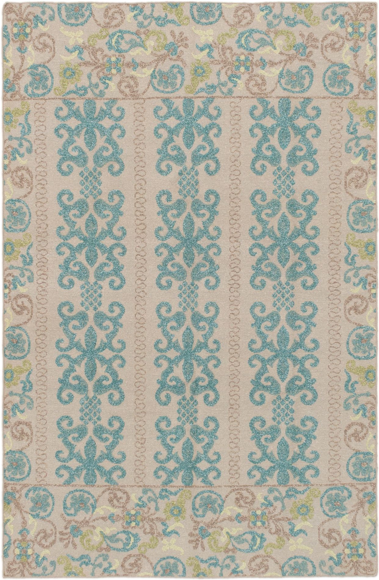 Hand woven Tamar I Teal Wool Tapestry Kilim 5'6" x 8'6" Size: 5'6" x 8'6"  