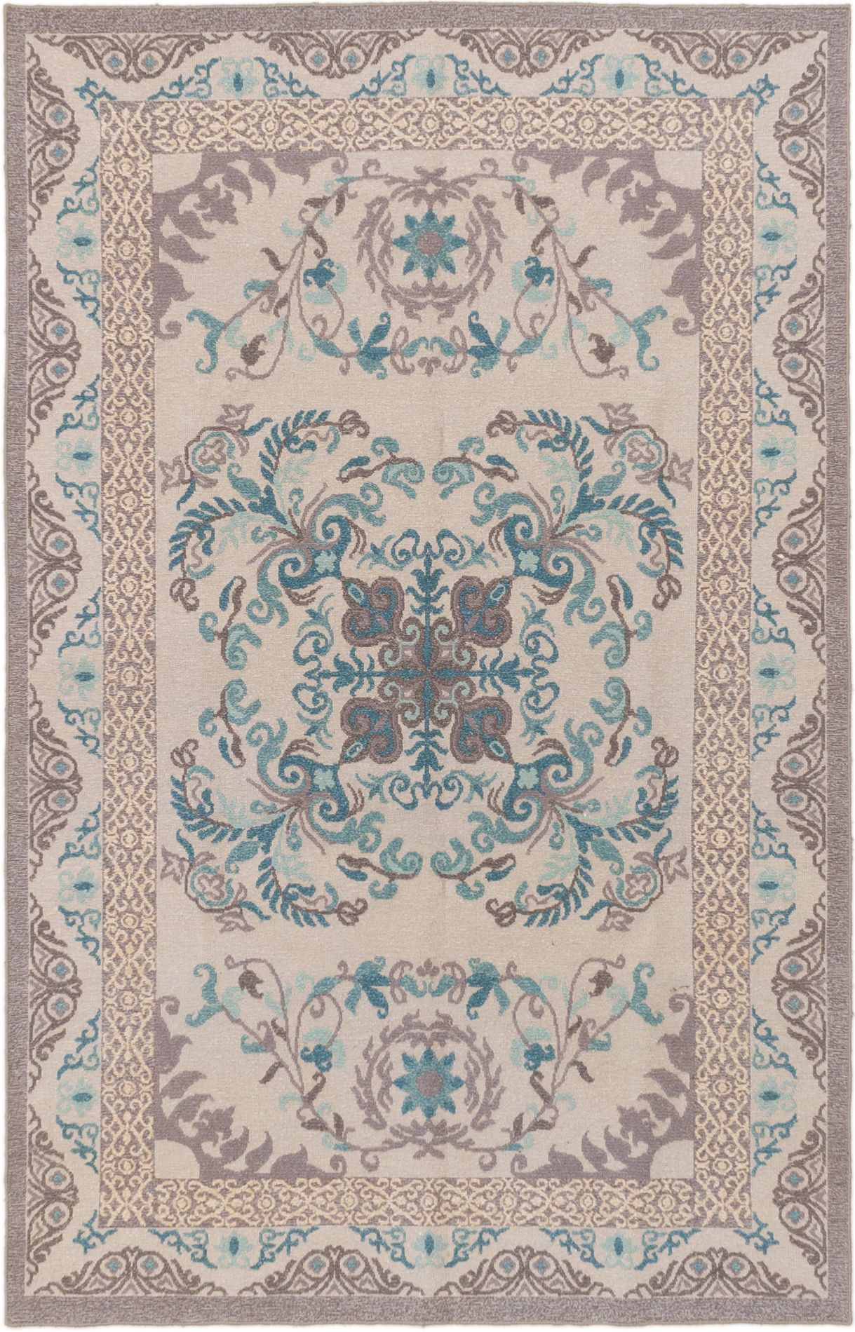 Hand woven Tamar IV Grey Wool Tapestry Kilim 5'6" x 8'6" Size: 5'6" x 8'6"  