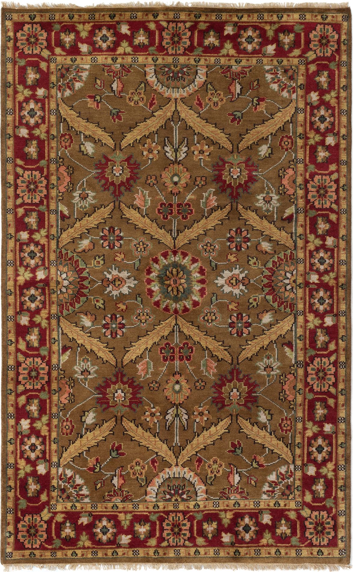 Hand-knotted Royal Mahal Brown Wool Rug 5'2" x 8'3" Size: 5'2" x 8'3"  