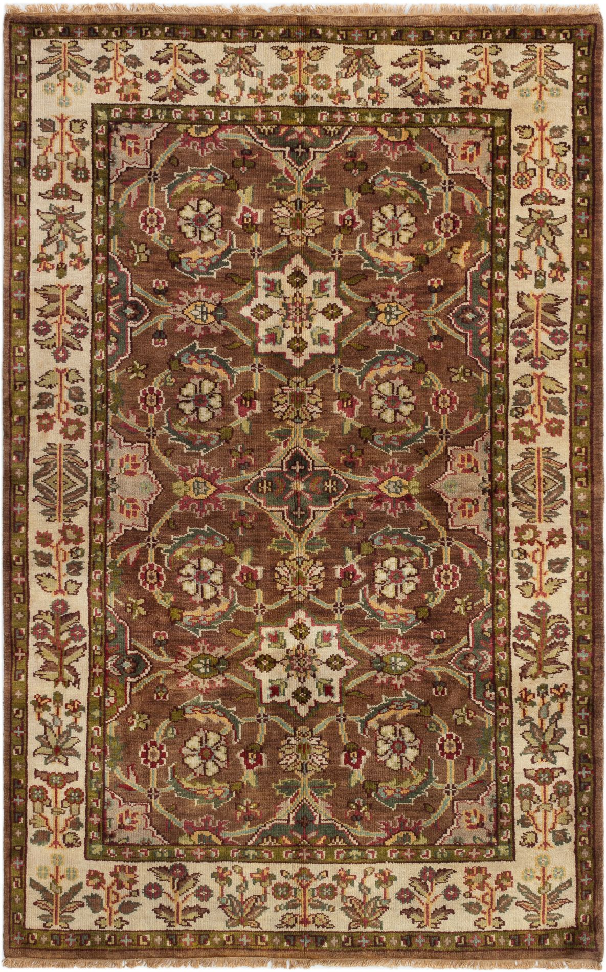 Hand-knotted Royal Mahal Dark Brown Wool Rug 5'6" x 8'7"  Size: 5'6" x 8'7"  