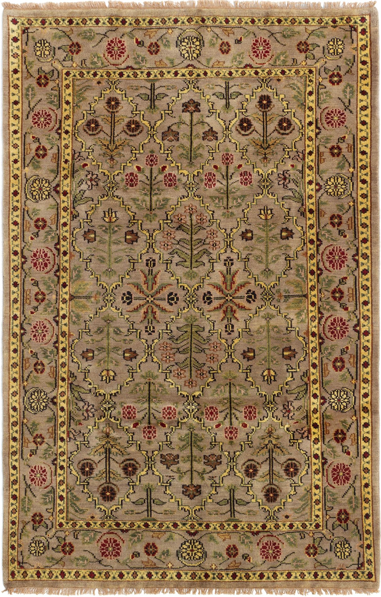 Hand-knotted Royal Mahal Light Grey Wool Rug 5'5" x 8'5" Size: 5'5" x 8'5"  