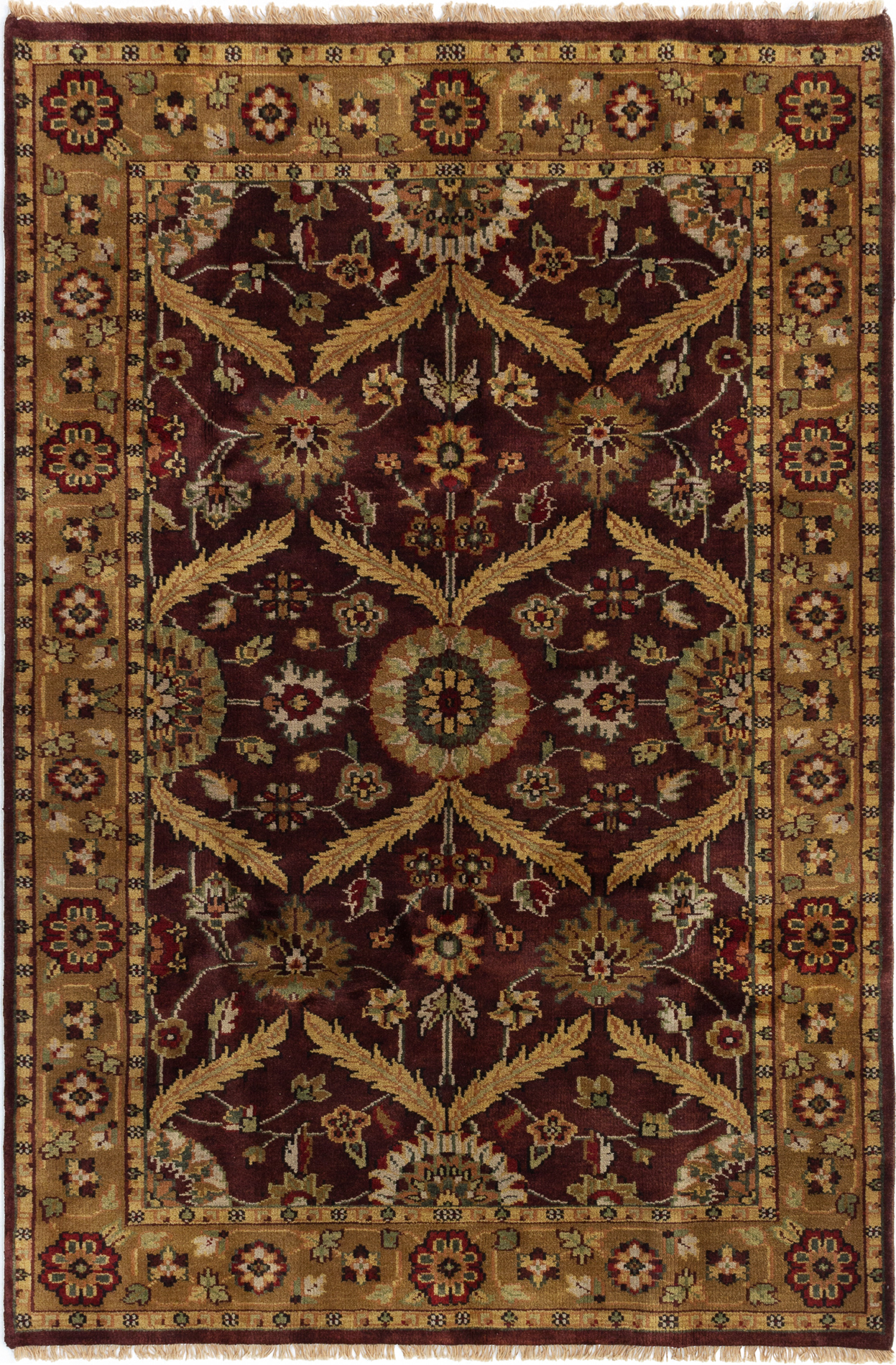 Hand-knotted Royal Mahal Burgundy Wool Rug 5'8" x 8'5" Size: 5'8" x 8'5"  