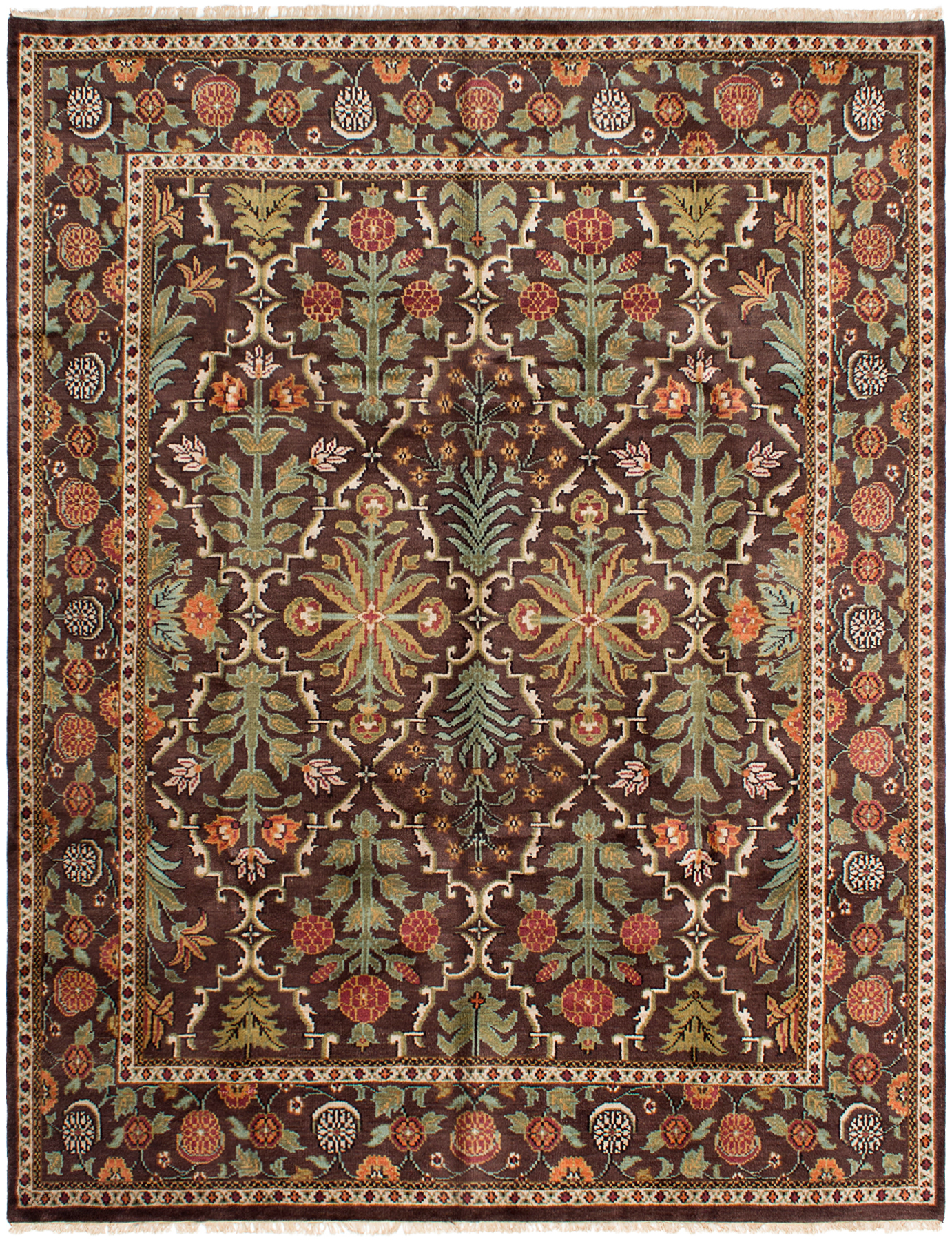 Hand-knotted Royal Mahal Dark Brown Wool Rug 7'9" x 9'9" Size: 7'9" x 9'9"  