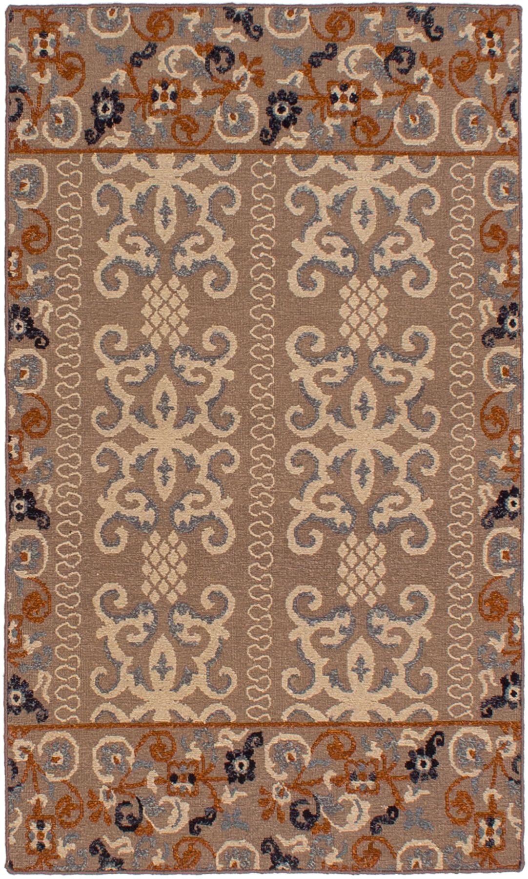 Hand woven Tamar I Tan Wool Tapestry Kilim 3'6" x 5'6" Size: 3'6" x 5'6"  