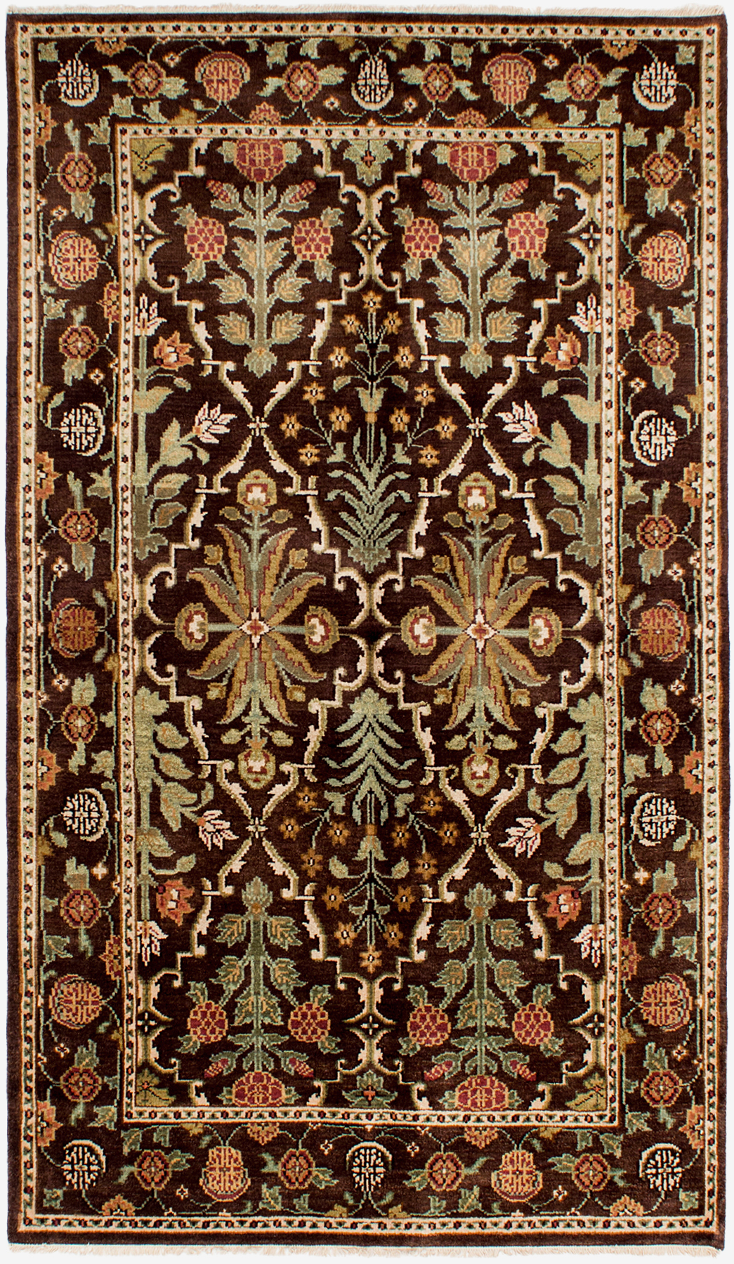 Hand-knotted Royal Mahal Dark Brown Wool Rug 5'6" x 8'6" Size: 5'6" x 8'6"  