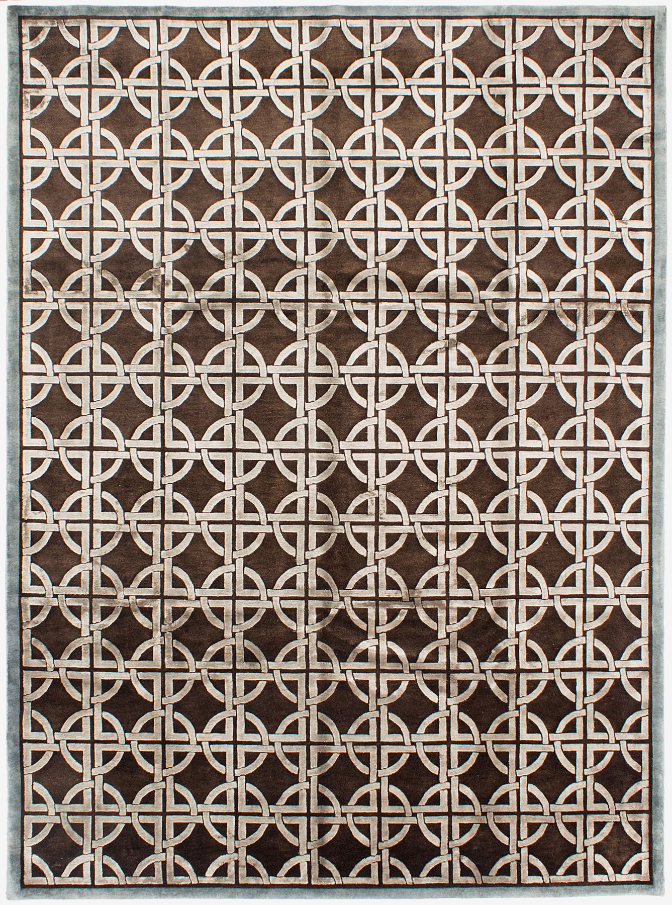 Hand-knotted Silk Touch Dark Brown Wool/Silk Rug 8'8" x 11'9" Size: 8'8" x 11'9"  