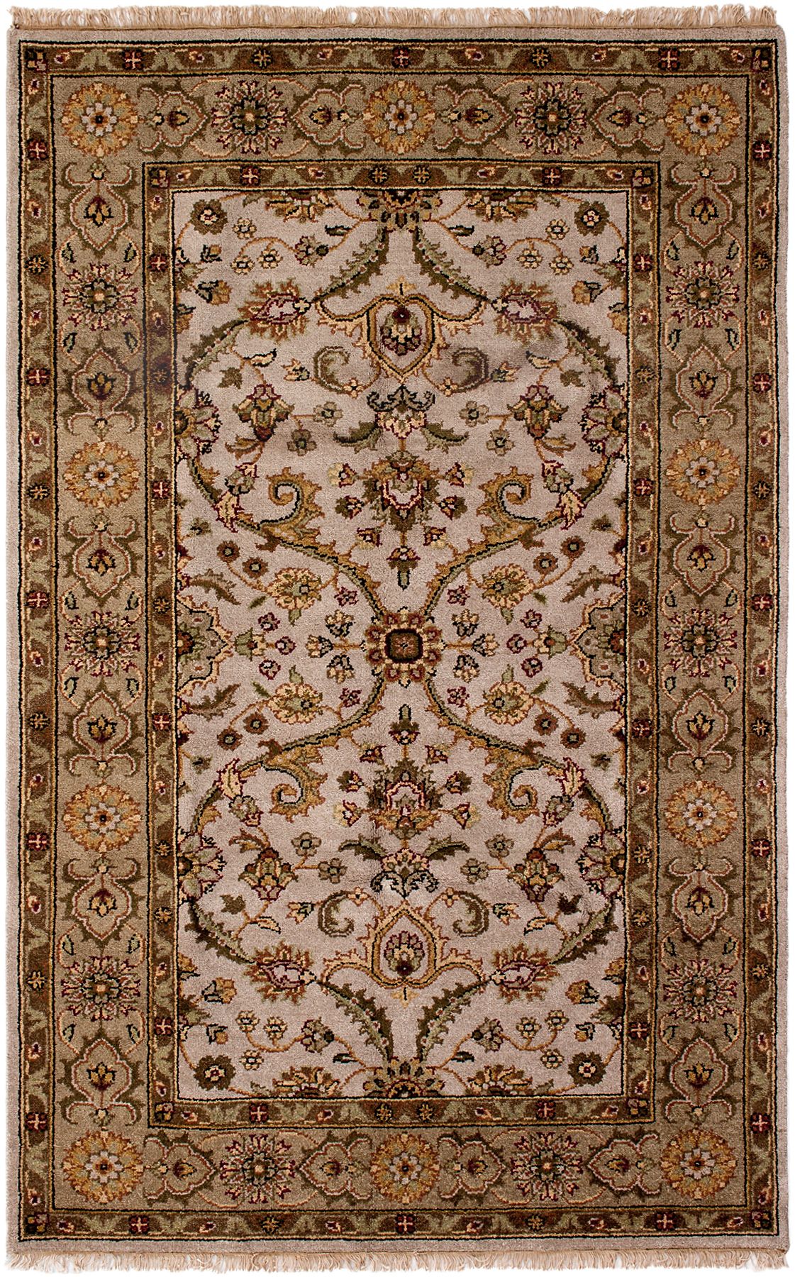 Hand-knotted Royal Mahal Light Grey Wool Rug 5'5" x 8'6" Size: 5'5" x 8'6"  