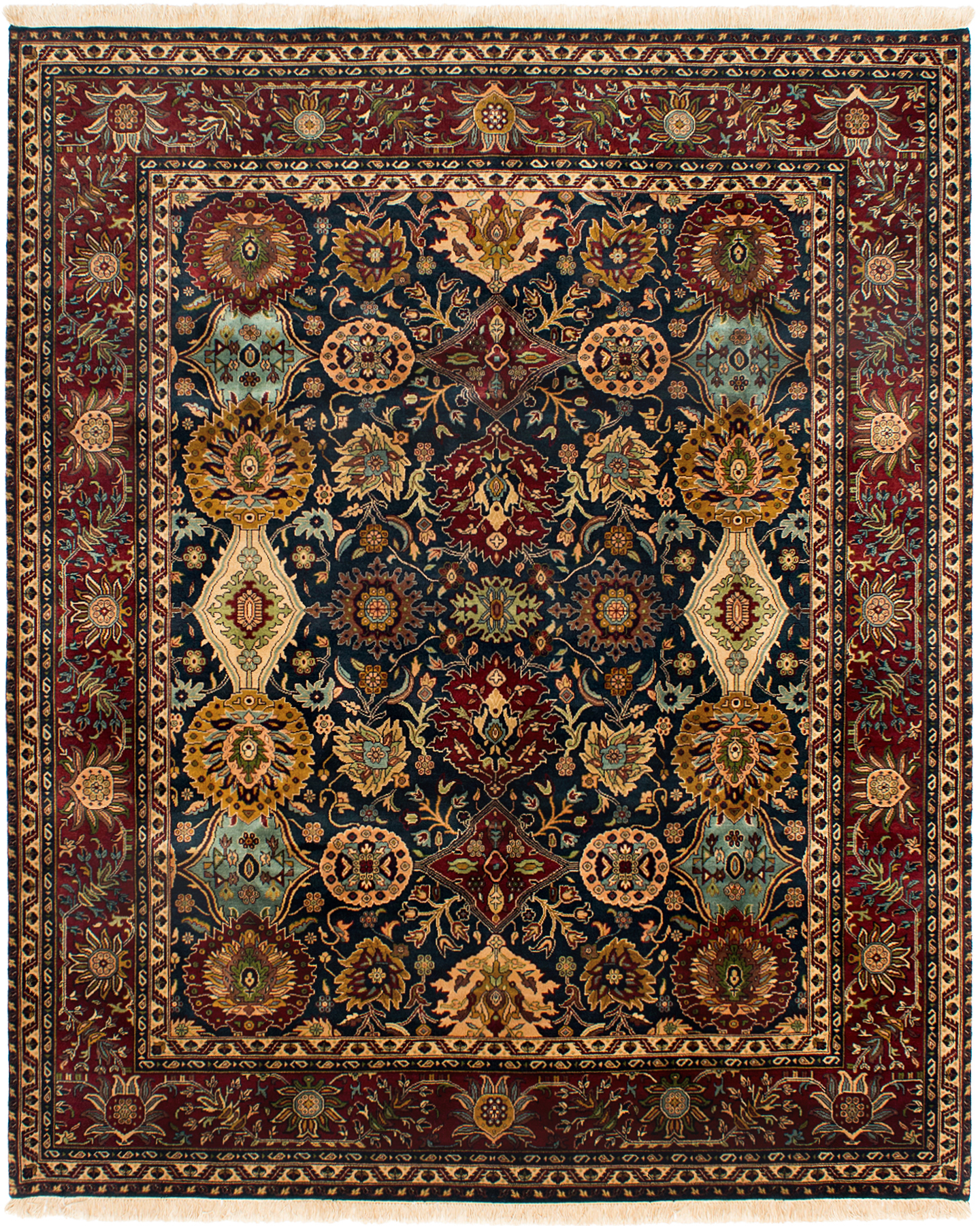Hand-knotted Jamshidpour Dark Green,  Wool Rug 8'0" x 9'10" Size: 8'0" x 9'10"  