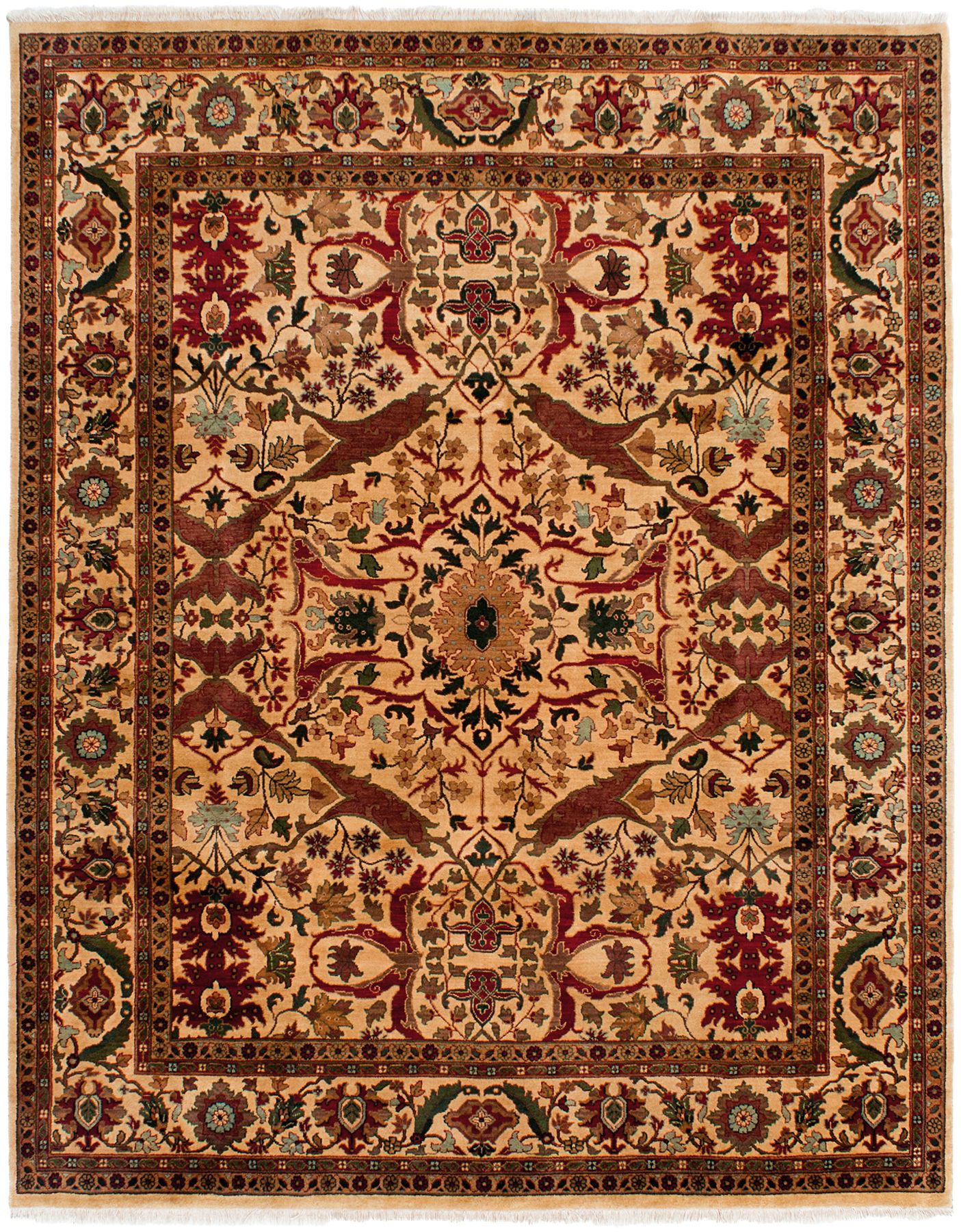 Hand-knotted Jamshidpour Gold Wool Rug 8'0" x 10'2" Size: 8'0" x 10'2"  