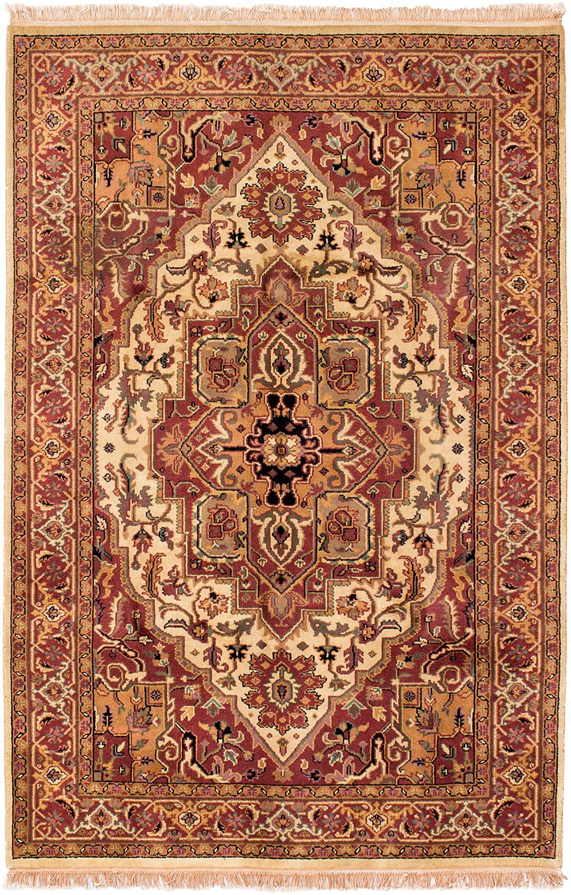 Hand-knotted Serapi Heritage Dark Red Wool Rug 5'7" x 8'7" Size: 5'7" x 8'7"  