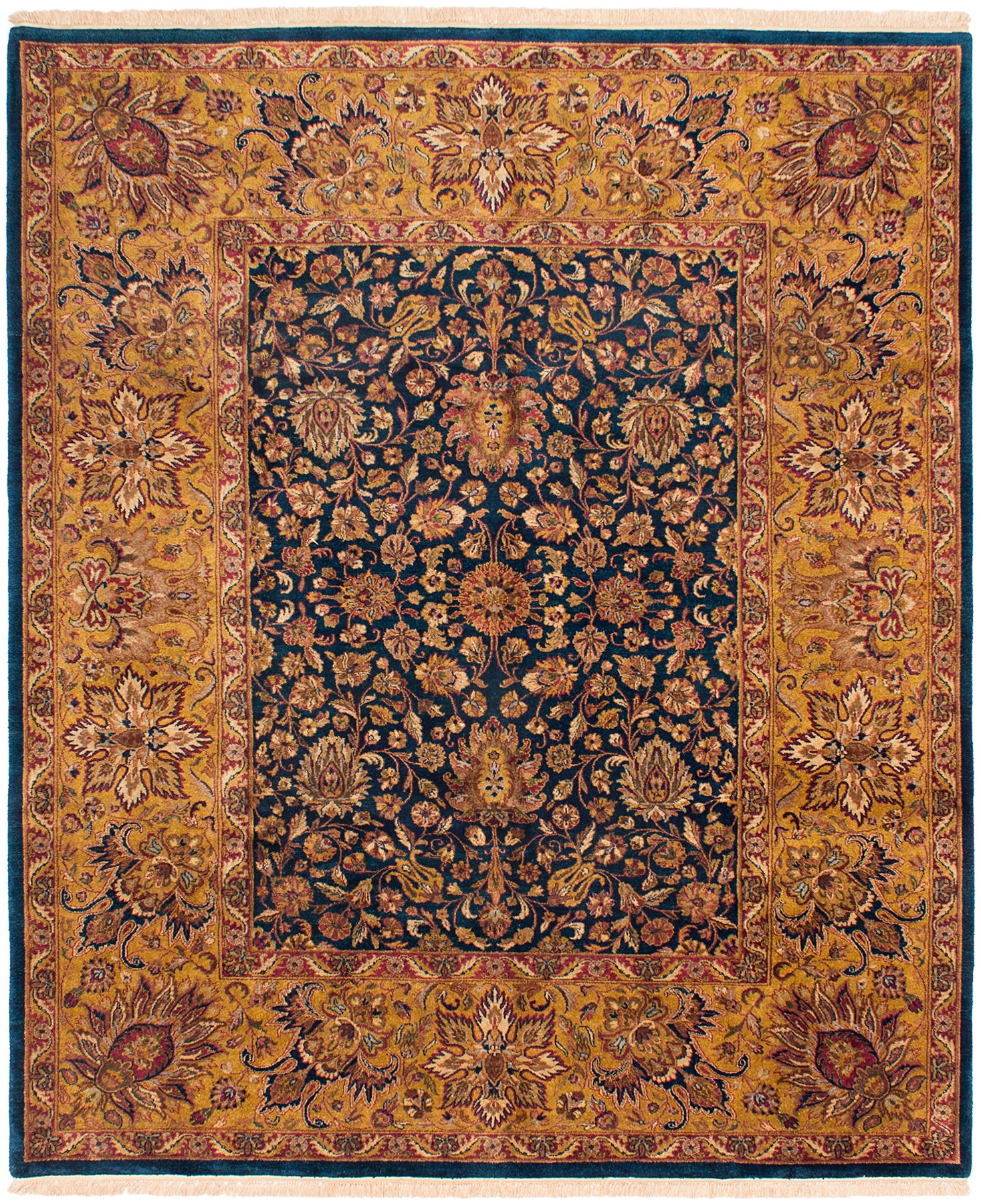 Hand-knotted Jamshidpour Dark Navy Wool Rug 8'2" x 9'10" Size: 8'2" x 9'10"  