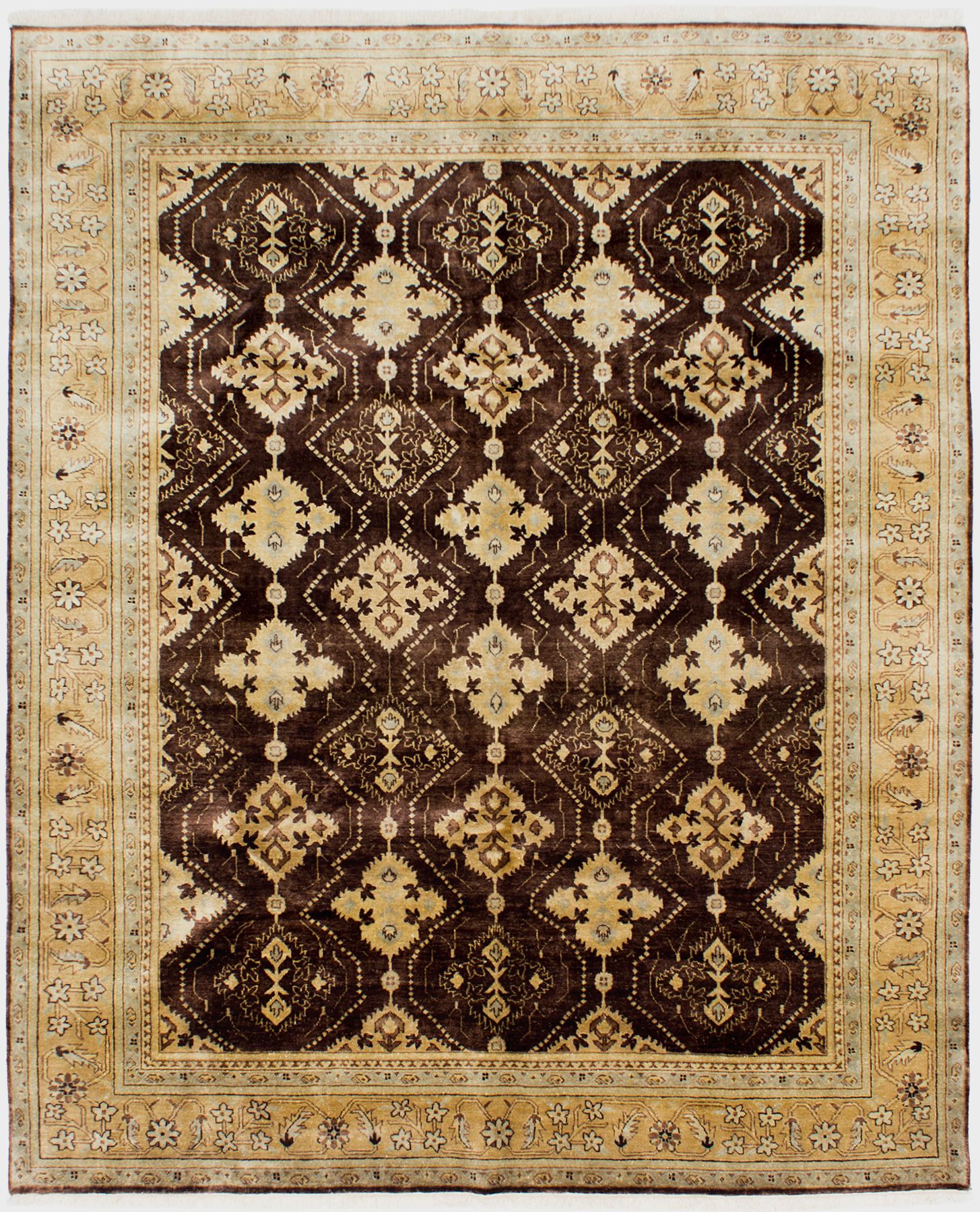 Hand-knotted Jamshidpour Dark Brown Wool Rug 8'2" x 10'1" Size: 8'2" x 10'1"  