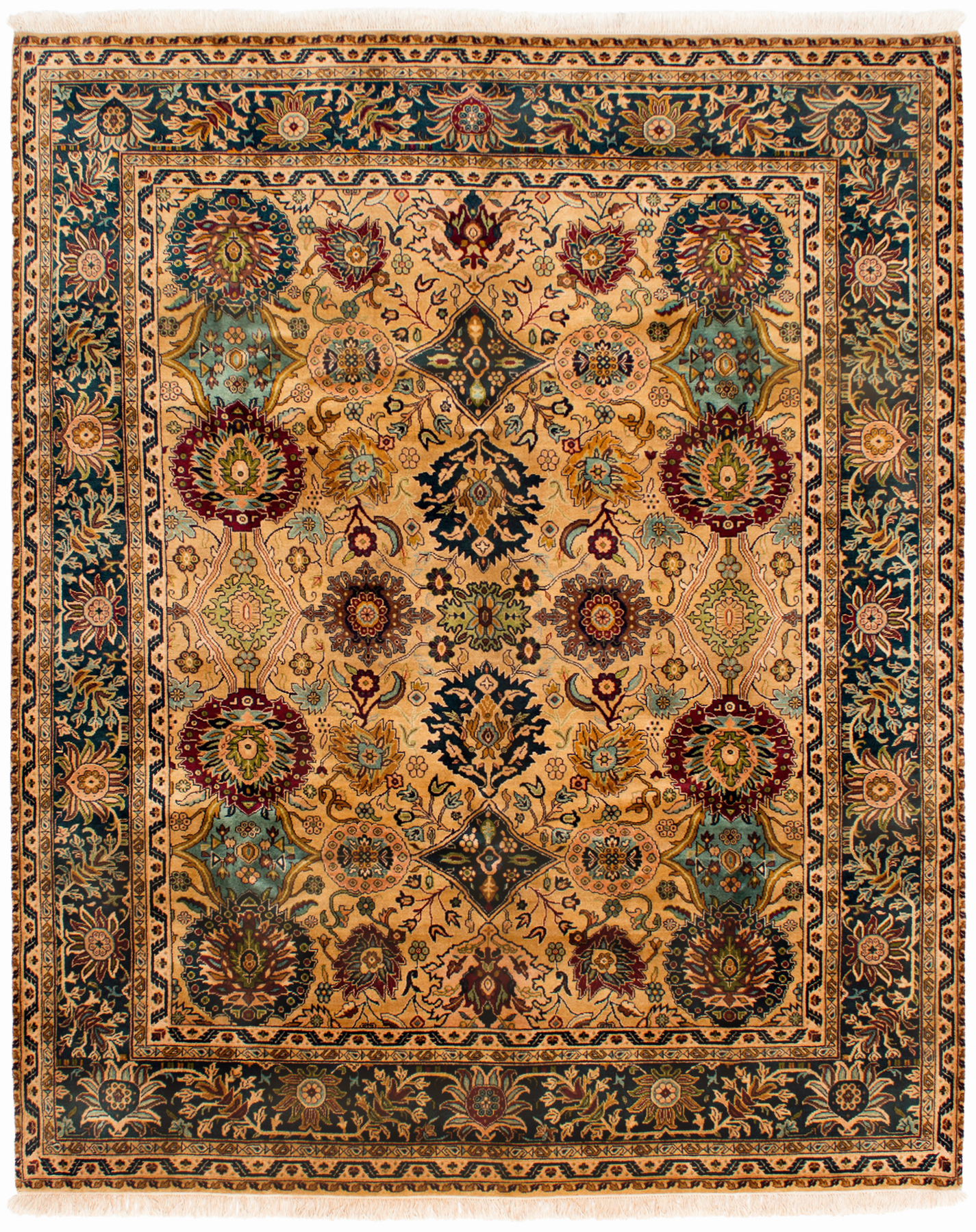 Hand-knotted Jamshidpour Beige Wool Rug 7'9" x 9'10" Size: 7'9" x 9'10"  