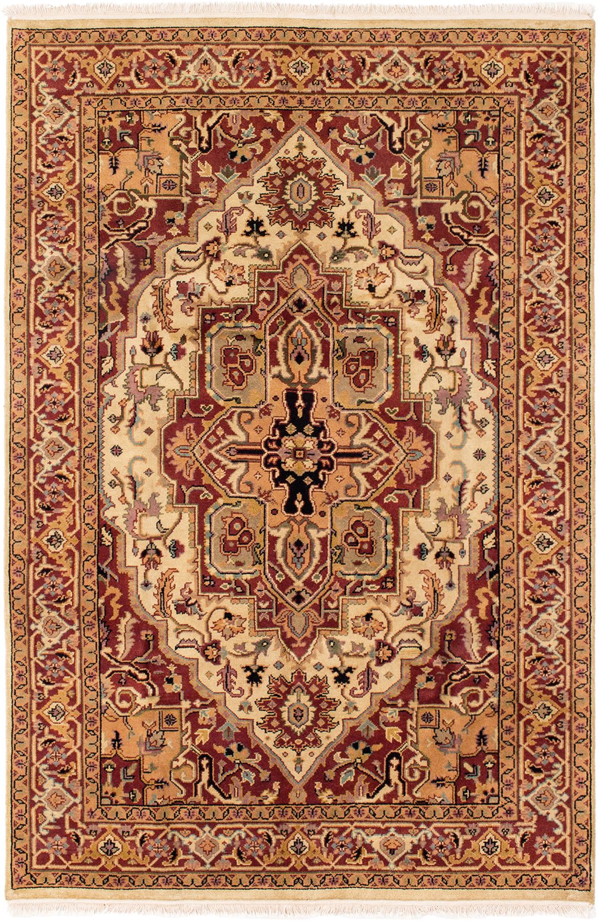 Hand-knotted Serapi Heritage Dark Red Wool Rug 5'7" x 8'5" Size: 5'7" x 8'5"  