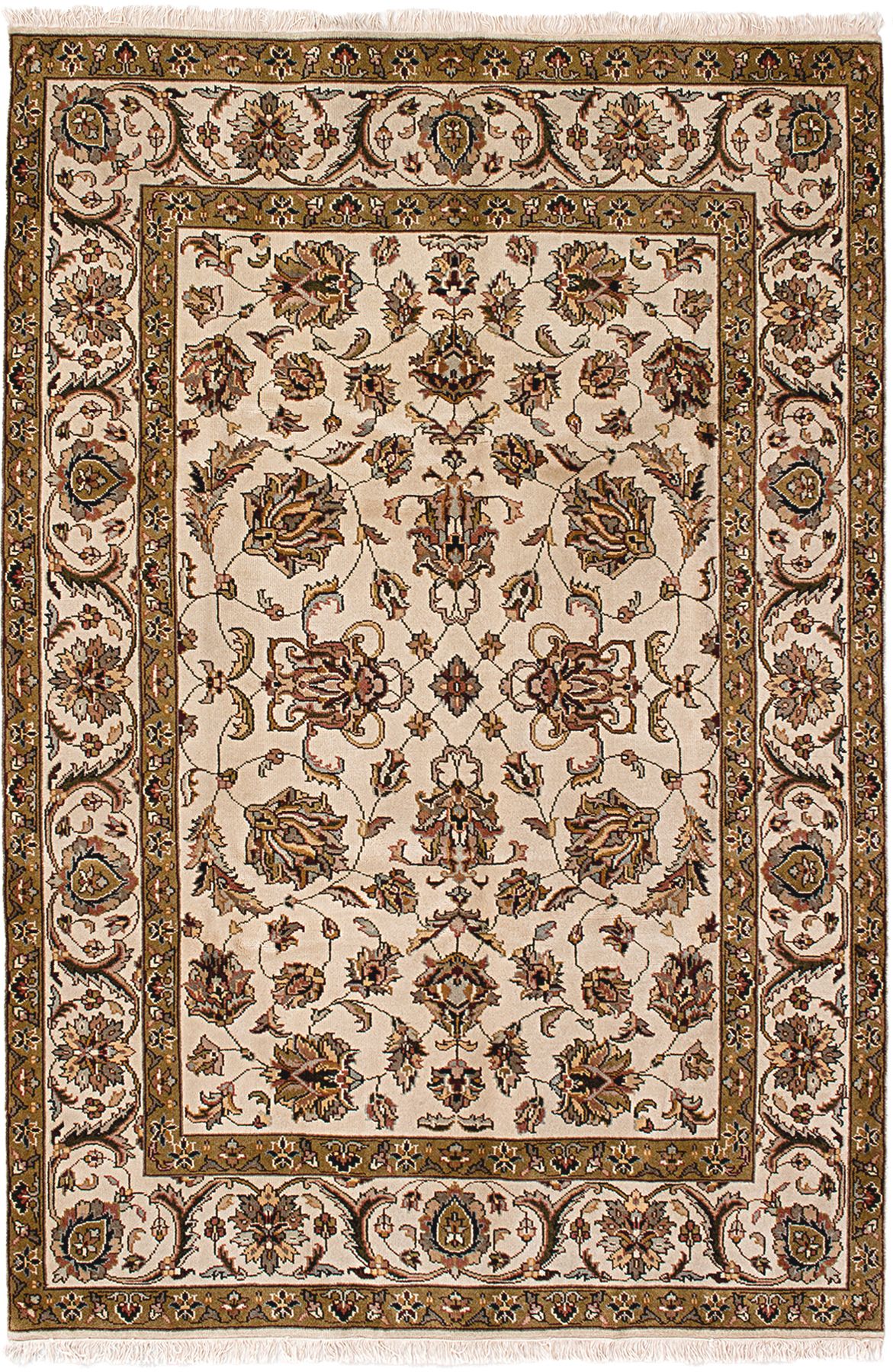 Hand-knotted Royal Kashan Cream Wool Rug 5'9" x 8'7"  Size: 5'9" x 8'7"  